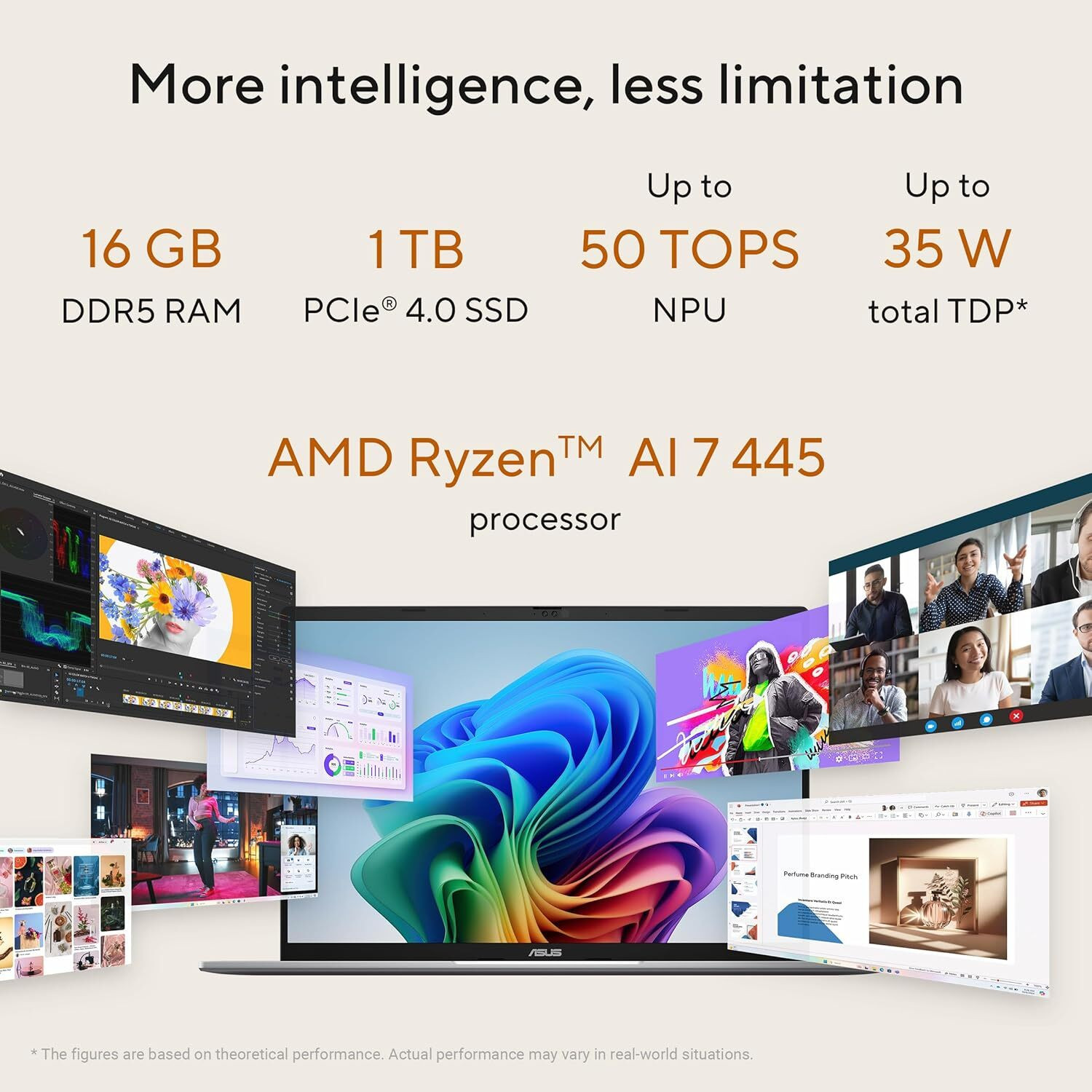 Image of ASUS AMD RYZEN AI 7 445 AMD Ryzen 7 Hexa Core - (16 GB /1 TB SSD /Windows 11 Home) M3607GA-SH050WS Laptop