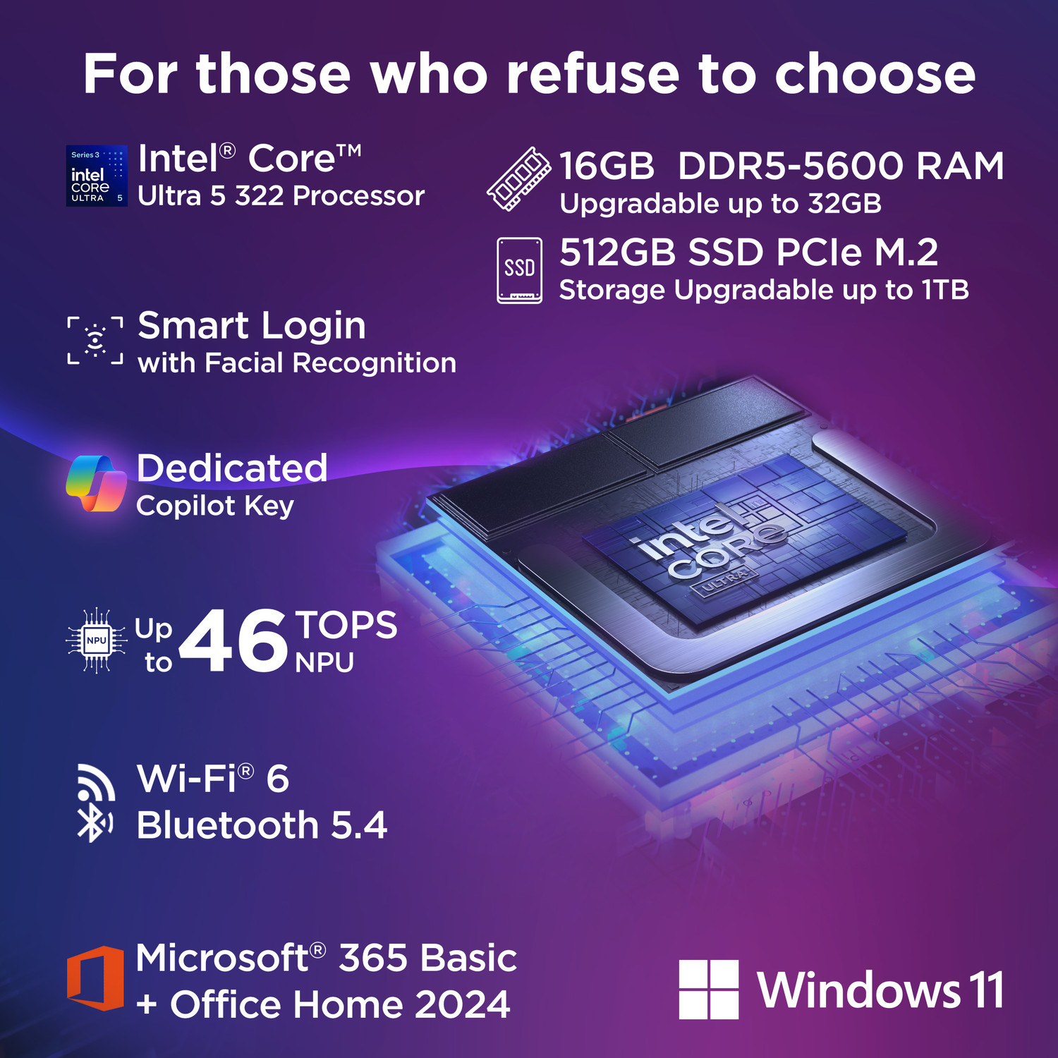 Image of Lenovo IdeaPad Slim 5 (Gen 11) Next-Gen AI PC Intel Core Ultra 5 Series 3 322 - (16 GB /512 GB SSD /Windows 11 Home) IdeaPad Slim 5 14IPH11 Thin and Light Laptop