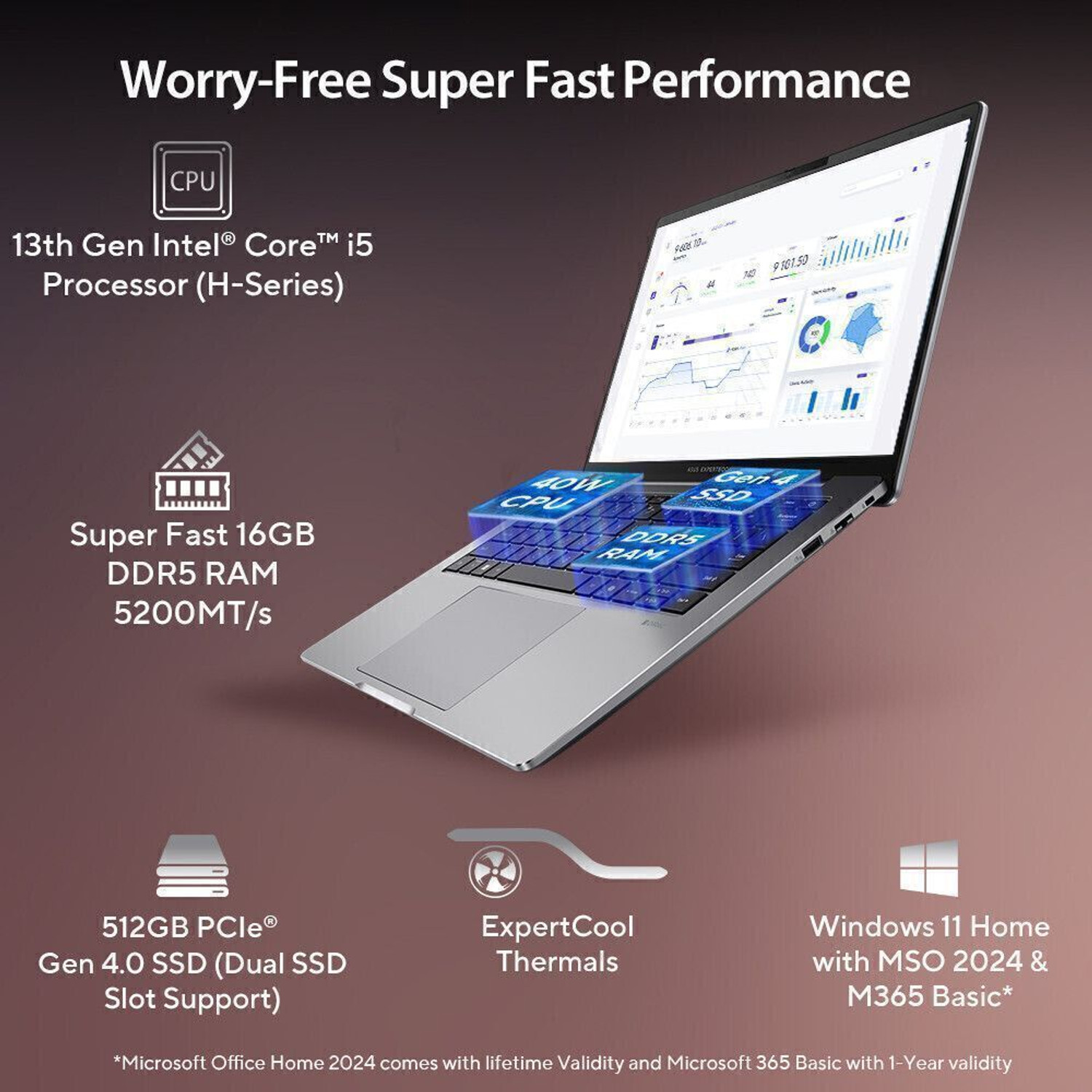 Image of ASUS Expertbook P3 Metal High-performance processor with 1 Yr ADP Intel Core i5 13th Gen 13420H - (16 GB /512 GB SSD /Windows 11 Home) P3405CVA-LY0015WS Thin and Light Laptop