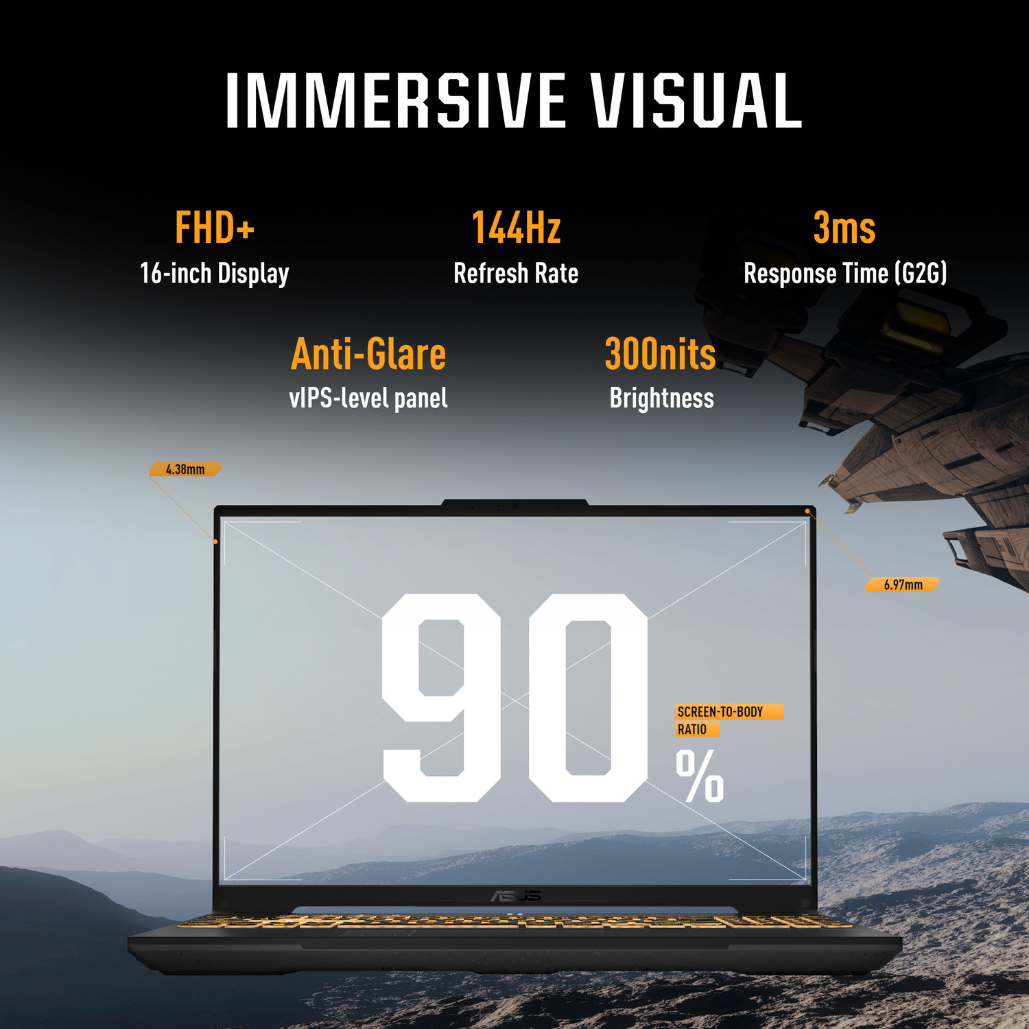 Image of ASUS TUF Gaming F16 (2026) with MSO 2024+M365 Basic,(i5 14th Gen) Intel Core 5 210H - (16 GB /1 TB SSD /Windows 11 Home /6 GB Graphics /NVIDIA GeForce RTX 3050 /144 Hz) FX607VJB-RL215WS Gaming Laptop