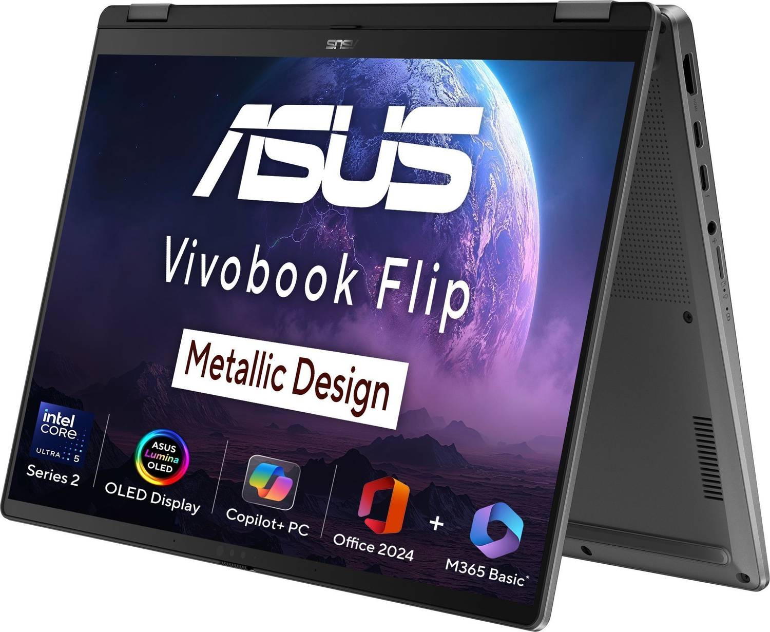 ASUS Vivobook 14 Flip OLED (2026) with Touch Screen, Metallic Design, Intel Core Ultra 5 226V - (16 GB/512 GB SSD/Windows 11 Home) TP3407SA-QL024WS 2 in 1 Laptop