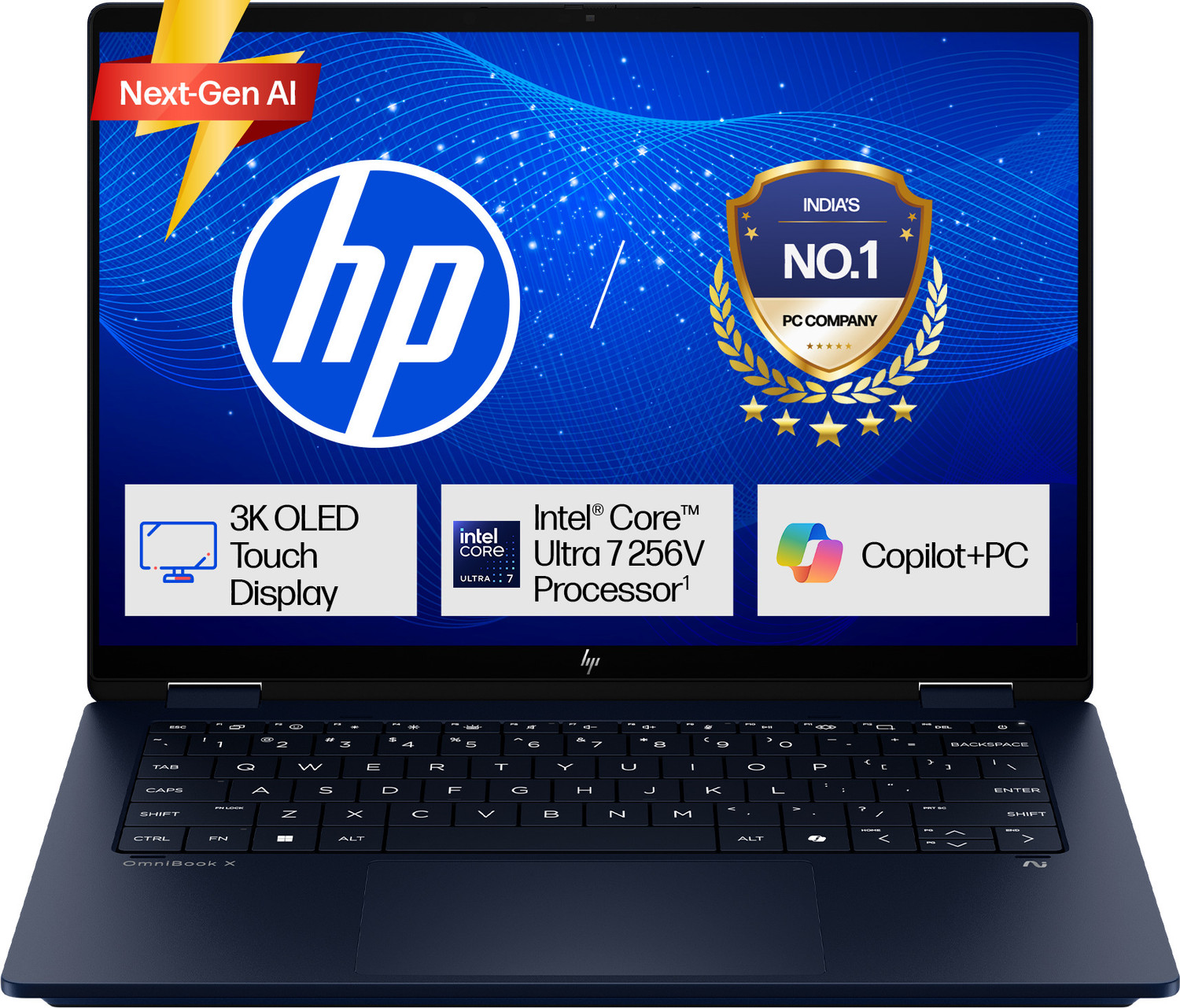 Image of HP 14 Intel Core Ultra 7 256V - (16 GB /1 TB SSD /Windows 11 Home) Omnibook X 14-fm0100TU Thin and Light Laptop