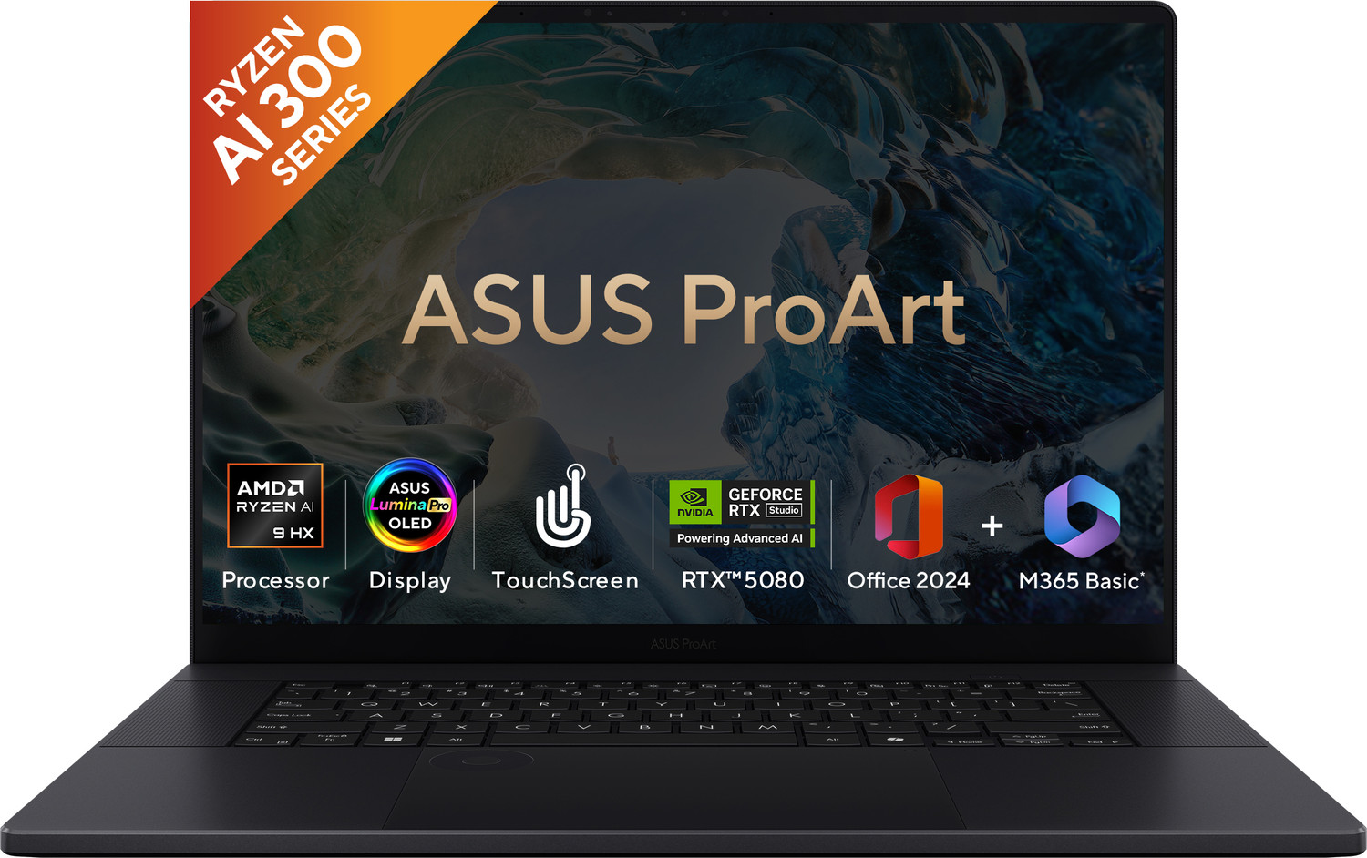 Image of ASUS ProArt P16 (2025) for Creator with Touch Screen, MSO 2024 + M365 Basic ,AI PC AMD Ryzen AI 9 HX 12 Core 370HX - (64 GB /2 TB SSD /Windows 11 Home /16 GB Graphics /AMD Radeon NVIDIA GeForce RTX 5080 /120 GHz) H7606WW-SE023WS Gaming Laptop