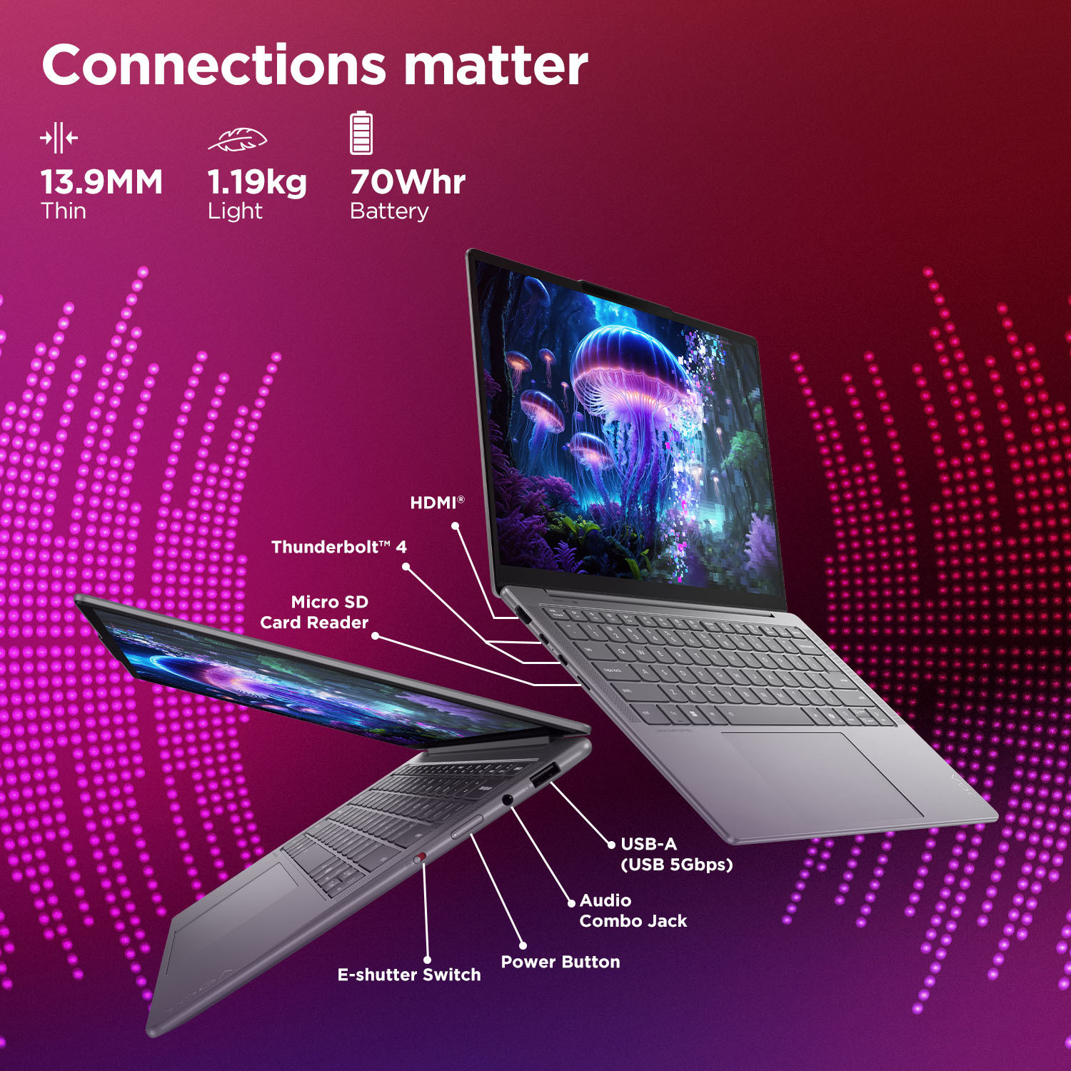 Image of Lenovo Yoga Slim 7 Aura Edition OLED Display Intel Core Ultra 5 226V - (16 GB /512 GB SSD /Windows 11 Home) Yoga Slim 7 14ILL10 Laptop
