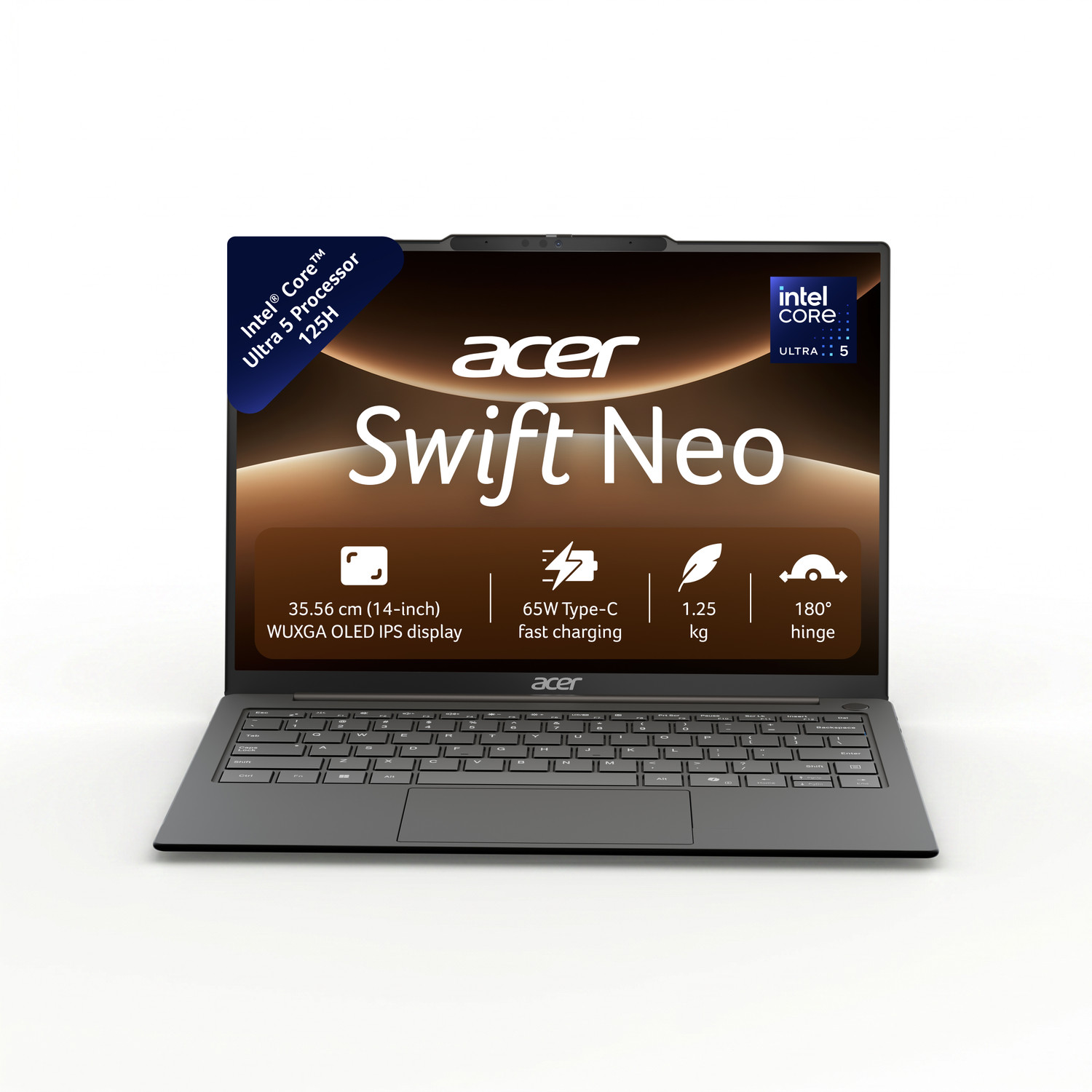 Image of Acer Swift Neo AI PC OLED Intel Core Ultra 5 125H - (16 GB /512 GB SSD /Windows 11 Home) SFN14-55 Notebook