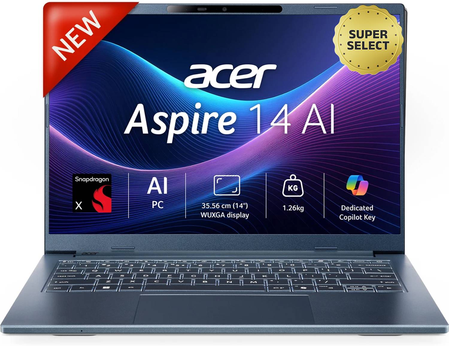 Acer Aspire 14 AI Office 2024 + M365 Basic Snapdragon X - (16 GB/512 GB SSD/Windows 11 Home) A14-11M Thin and Light Laptop