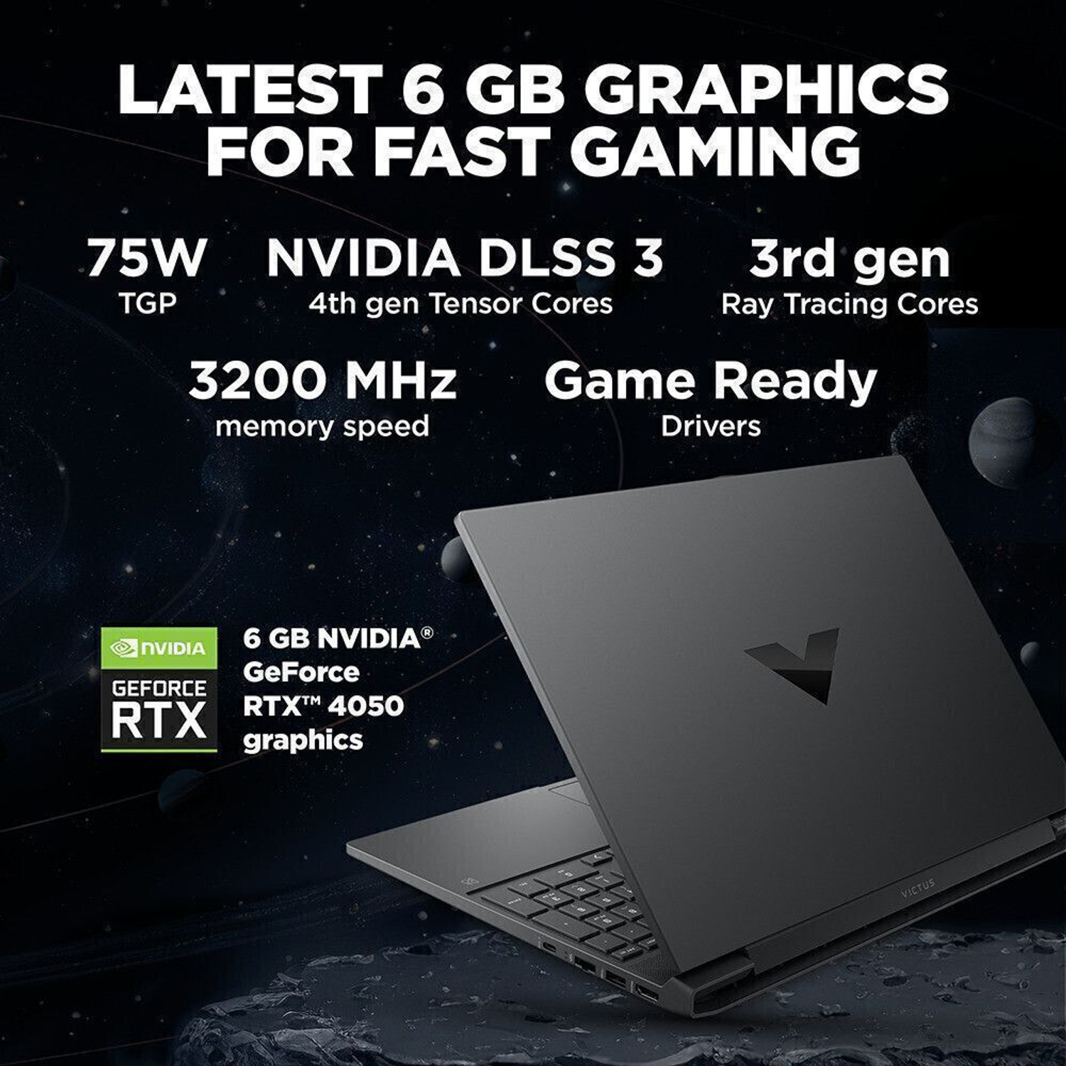 Image of HP Victus Intel Core i7 12th Gen 12650H - (16 GB /512 GB SSD /Windows 11 Home /6 GB Graphics /NVIDIA GeForce RTX 4050) 15-fa1134TX Gaming Laptop