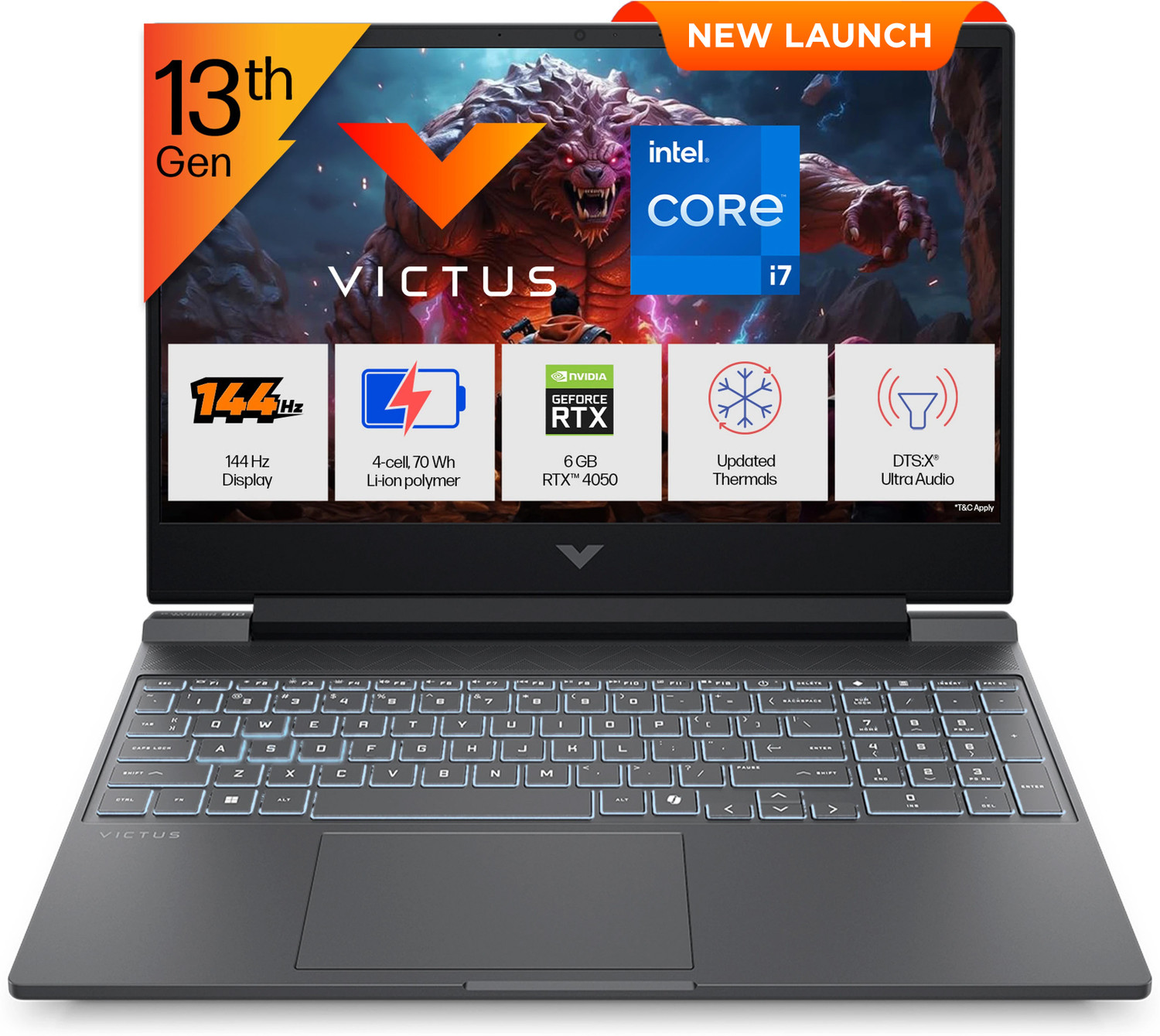 Image of HP Victus Intel Core i7 13th Gen 13650 HX - (24 GB /512 GB SSD /Windows 11 Home /6 GB Graphics /NVIDIA GeForce RTX 4050) 15-fa2531TX Gaming Laptop