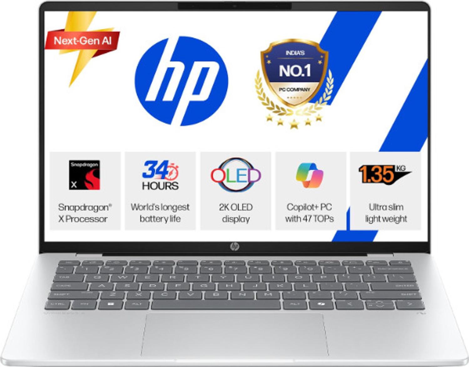Image of HP OmniBook 5 OLED {2026} Snapdragon X - (16 GB /512 GB SSD /Windows 11 Home) 14-he0014qu Thin and Light Laptop