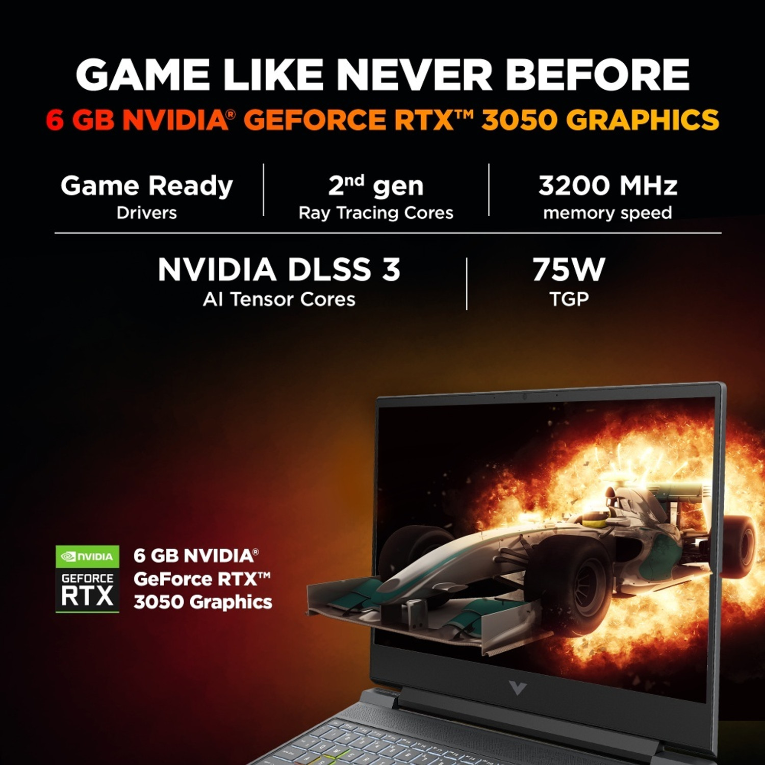 Image of HP Victus Intel Core i5 13th Gen 13450HX - (16 GB /512 GB SSD /Windows 11 Home /6 GB Graphics /NVIDIA GeForce RTX 3050) 15-fa2652TX Gaming Laptop