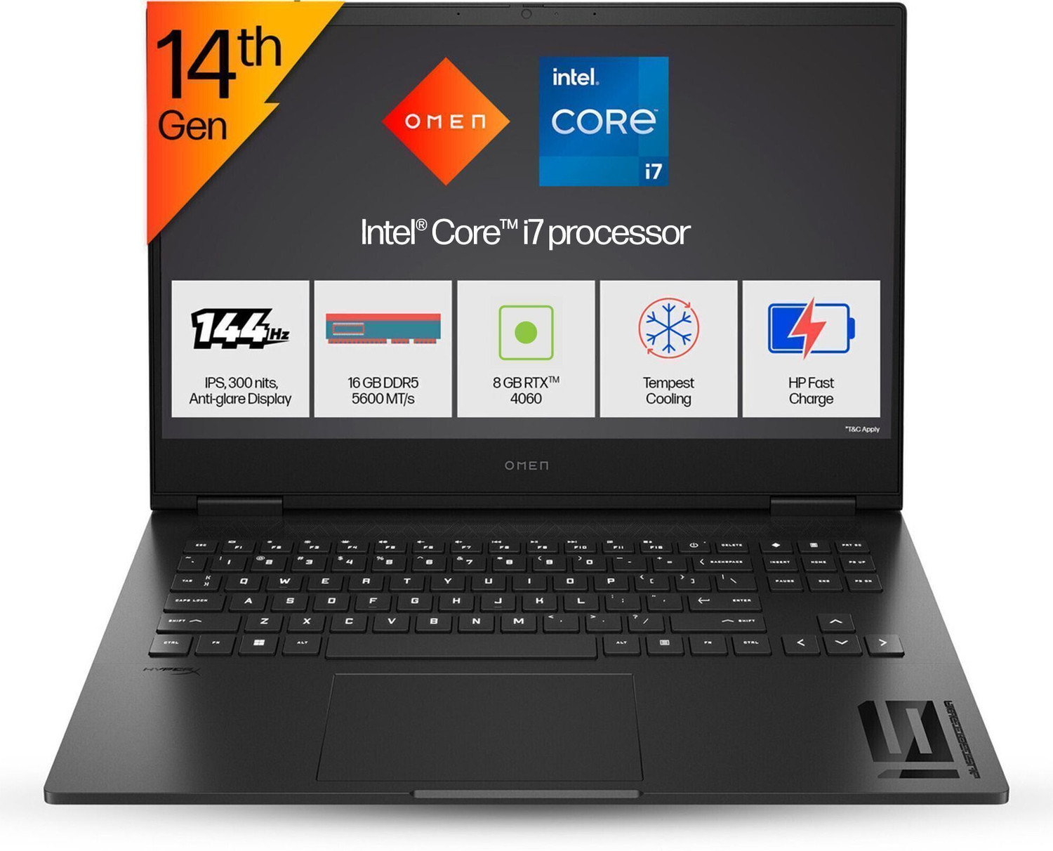 Image of HP OMEN Intel Core i7 14th Gen 14650HX - (16 GB /1 TB SSD /Windows 11 Home /8 GB Graphics /NVIDIA GeForce RTX 4060) Omen 16 wf1096TX / ae0002tx Gaming Laptop
