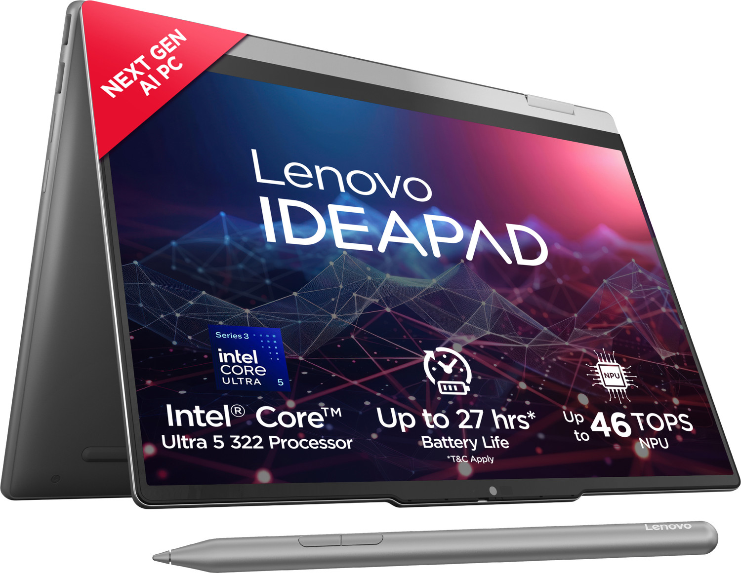 Image of Lenovo IdeaPad 5 2-in-1 (Gen 11) Next-Gen AI PC Intel Core Ultra 5 Series 3 322 - (16 GB /512 GB SSD /Windows 11 Home) IdeaPad 5 2-in-1 14IPH11 2 in 1 Laptop