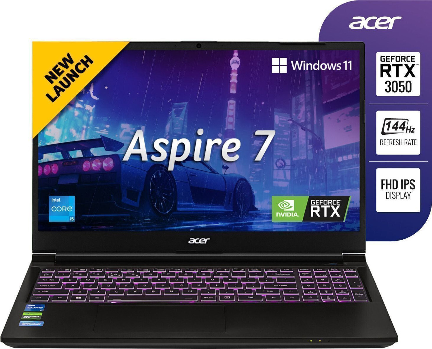 Image of Acer Aspire 7 Intel Core i5 13th Gen 13420H - (16 GB /512 GB SSD /Windows 11 Home /6 GB Graphics /NVIDIA GeForce RTX 3050) A715-79G Gaming Laptop