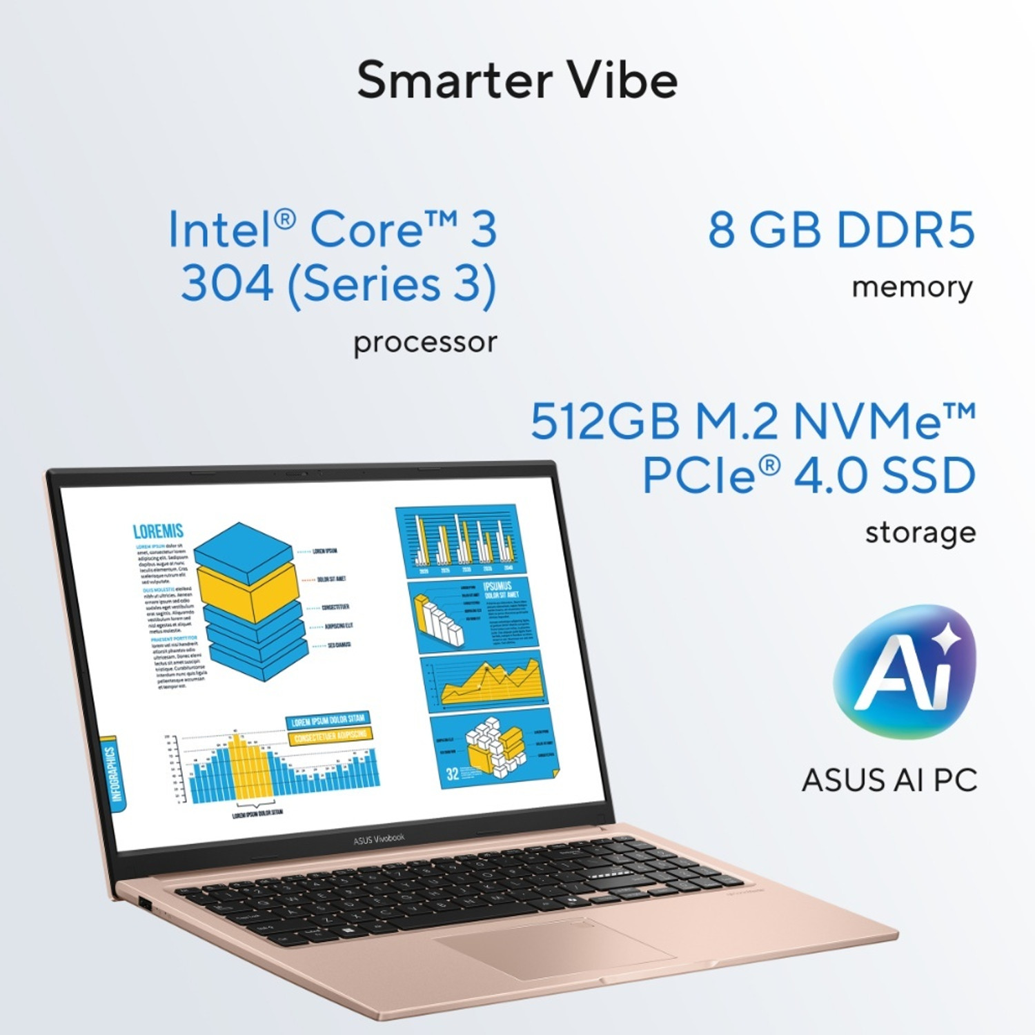 Image of ASUS Vivobook 15 (2026) Intel Core 3 304 - (8 GB /512 GB SSD /Windows 11 Home) X1504MA-BQ424WS Thin and Light Laptop