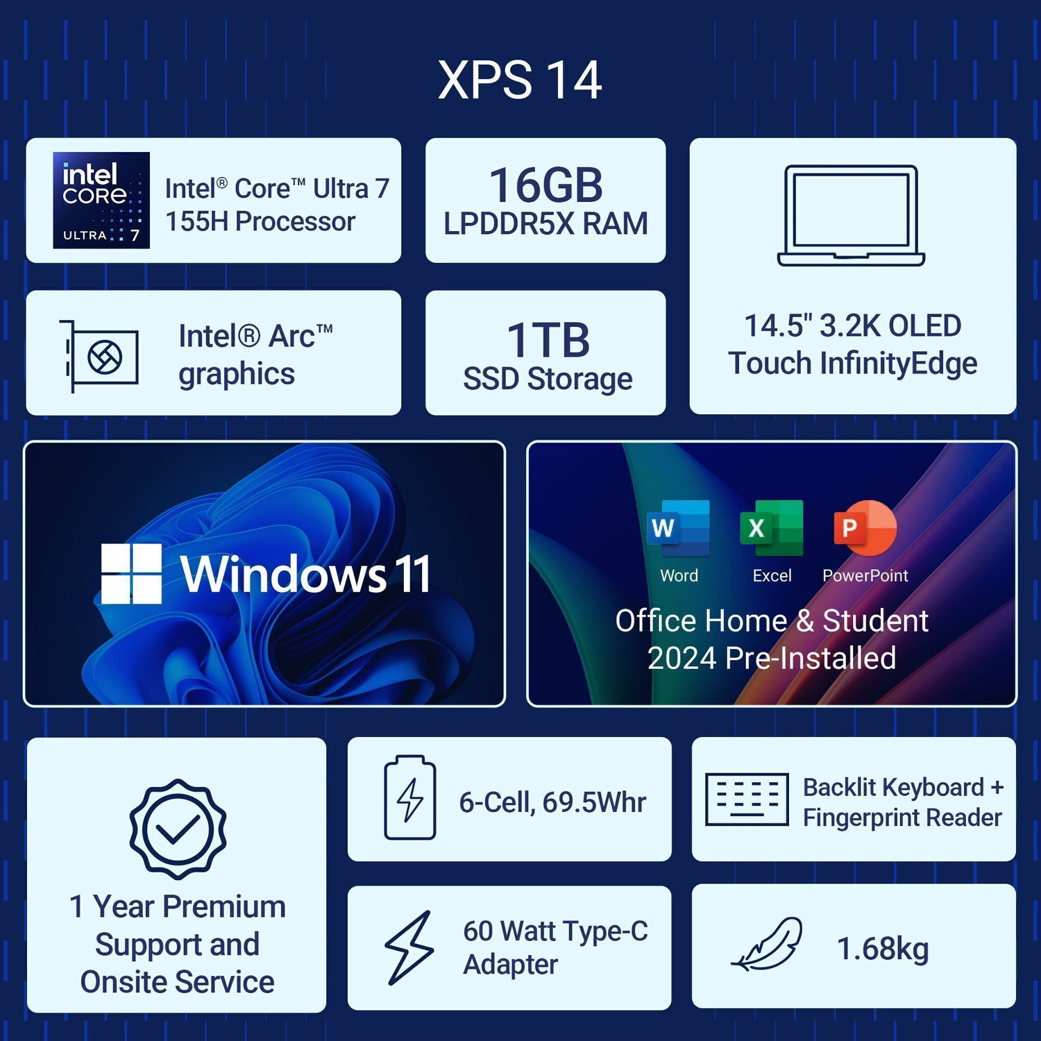 Image of DELL XPS Intel Core Ultra 7 155H - (16 GB /1 TB SSD /Windows 11 Home /Intel Integrated Arc) 9440 Creator Laptop