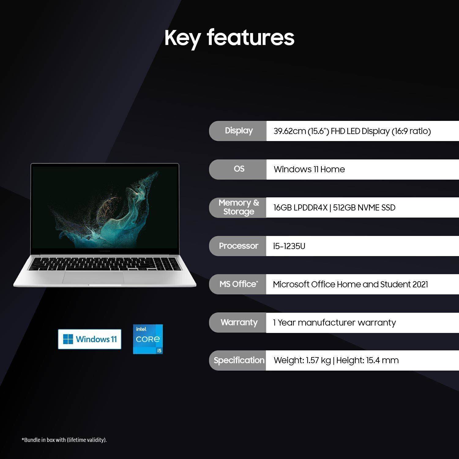 Samsung Galaxy Book2 12th Gen i5 1235U 16GB 512GB SSD Laptop - Image 2