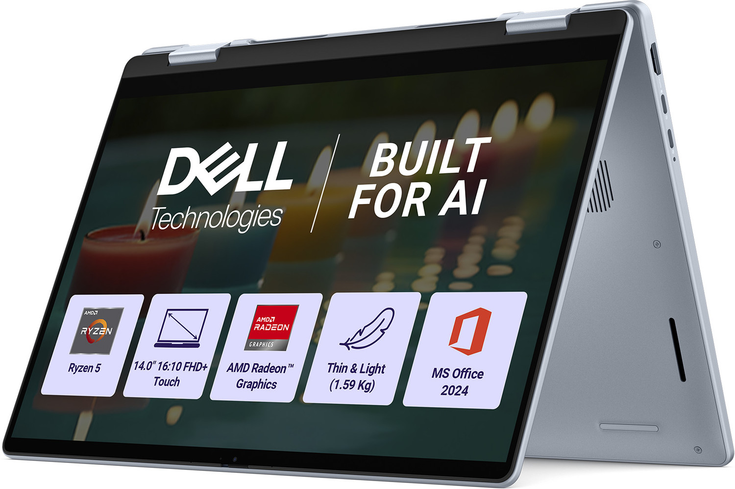 Image of DELL 14 AMD Ryzen 5 Hexa Core AI 5 340 - (16 GB /512 GB SSD /Windows 11 Home) DB04255 Thin and Light Laptop (14 Inch, Ice Blue, 1.59 Kg, With MS Office)