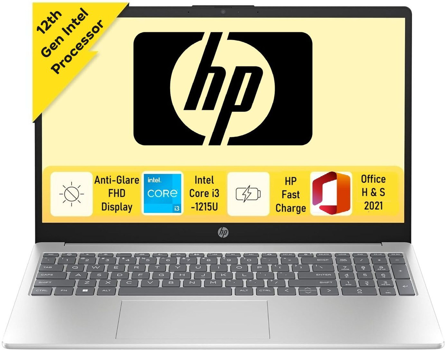 Image of HP (2024) Intel Core i3 12th Gen 1215U - (8 GB /512 GB SSD /Windows 11 Home) 15-fd0061TU Thin and Light Laptop