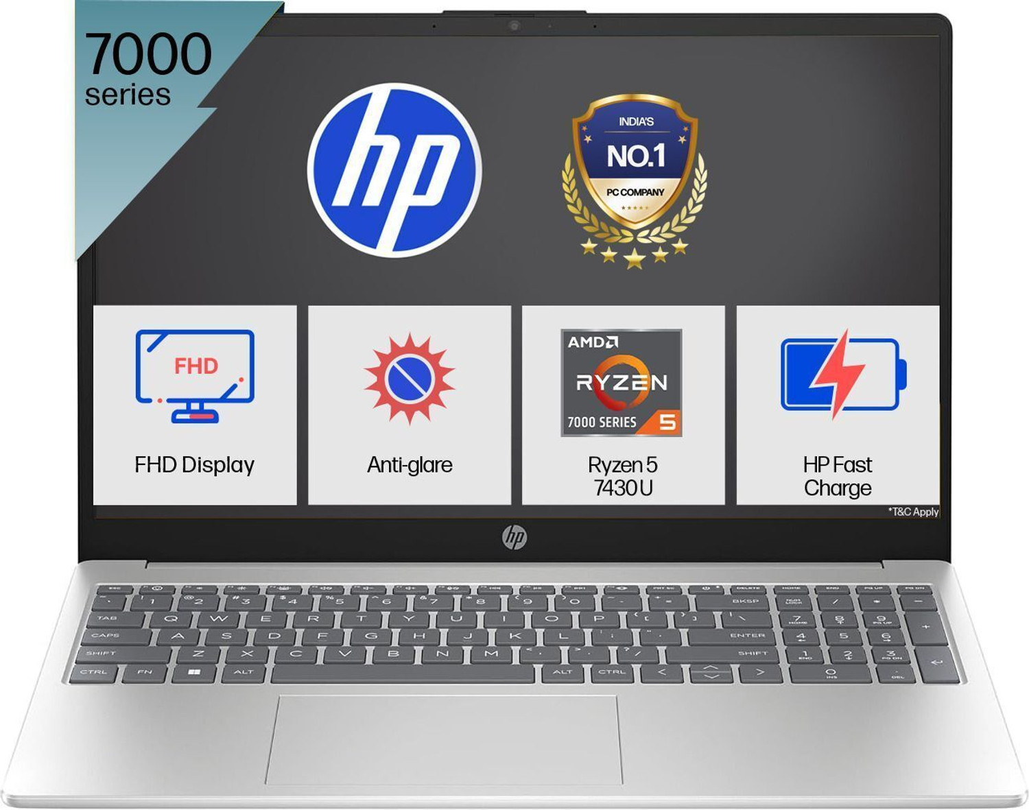Image of HP MSO 2024 AMD Ryzen 5 Hexa Core 7430U - (16 GB /512 GB SSD /Windows 11 Home) 15-fc0389AU Thin and Light Laptop