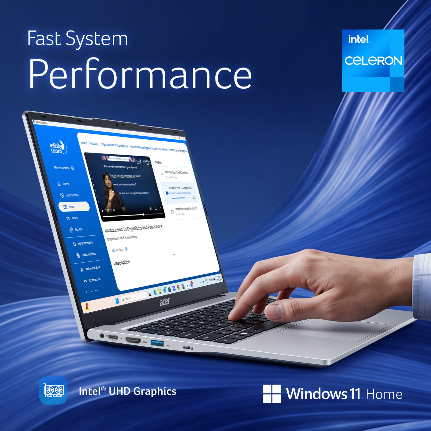 Image of Acer Aspire with Infinity Learn Neet Capsule Course Intel Celeron Dual Core N4500 - (8 GB /128 GB SSD /Windows 11 Home) A325-45 Notebook