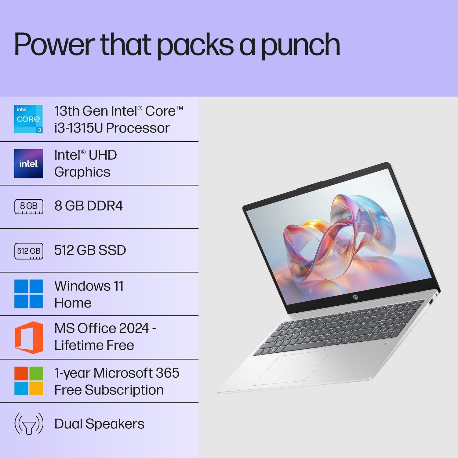 Image of HP 15s Metal Intel Core i3 13th Gen 1315U - (8 GB /512 GB SSD /Windows 11 Home) 15-hr0005TU Thin and Light Laptop
