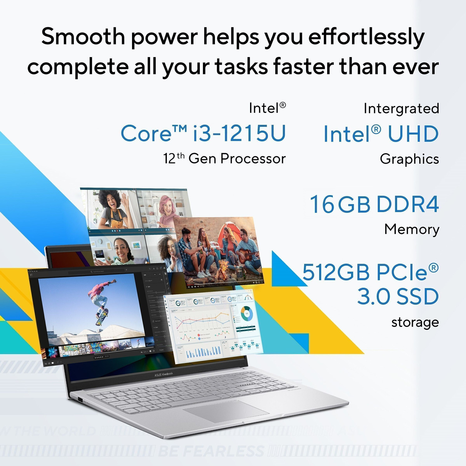 Image of ASUS Vivobook 15 Intel Core i3 12th Gen 1215U - (16 GB /512 GB SSD /Windows 11 Home) X1504ZA-NJ342WS Thin and Light Laptop