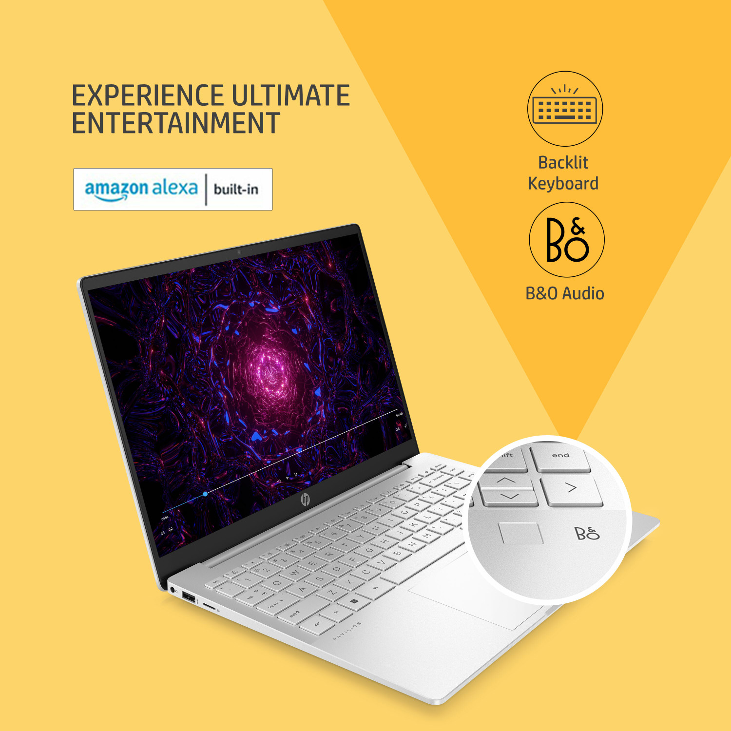 Image of HP Pavilion Plus Creator OLED Eyesafe H-Series Intel Core i7 12th Gen 12700H - (16 GB /1 TB SSD /Windows 11 Home) 14-eh0024TU Thin and Light Laptop