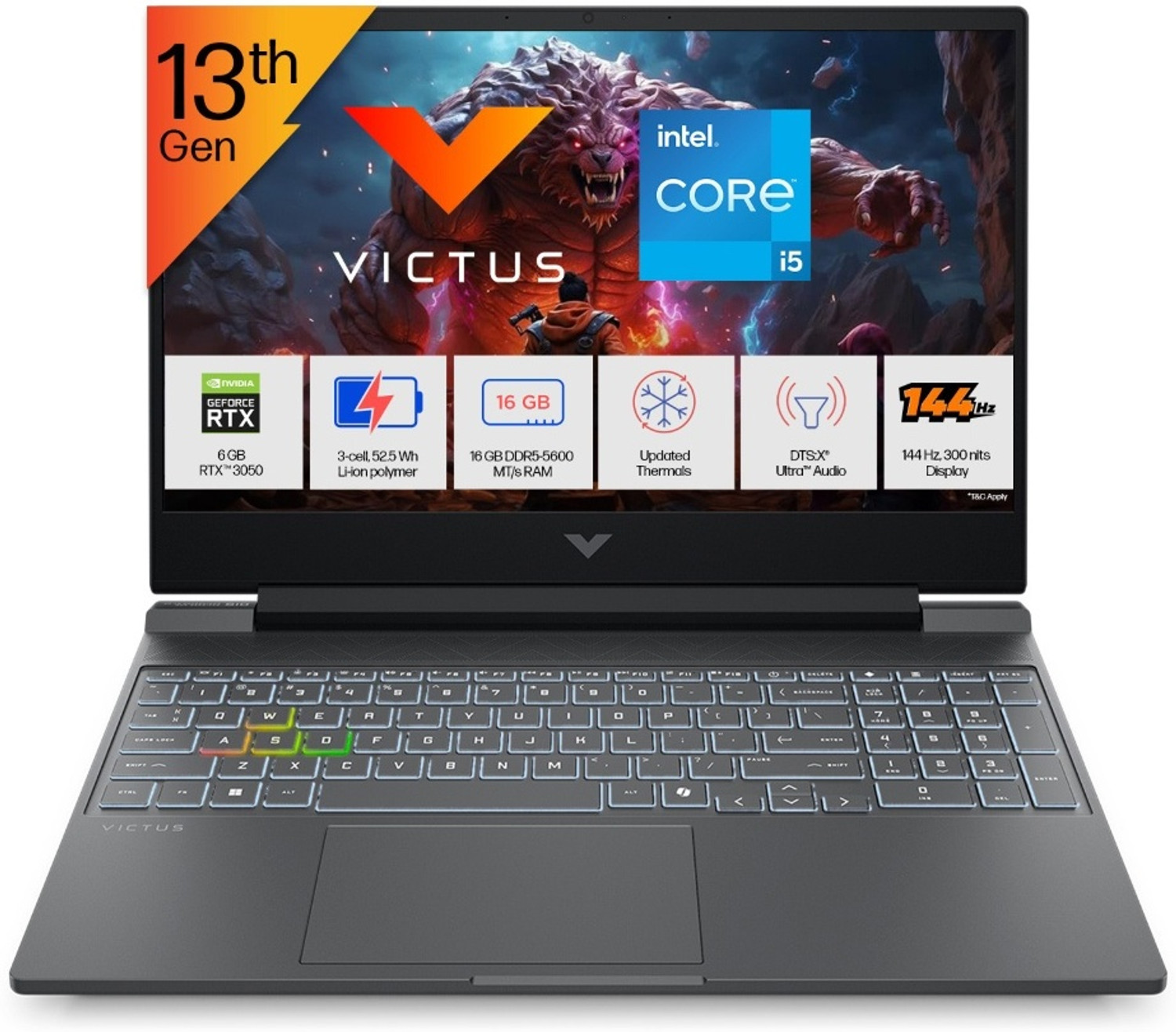 Image of HP Victus Intel Core i5 13th Gen 13450HX - (16 GB /512 GB SSD /Windows 11 Home /6 GB Graphics /NVIDIA GeForce RTX 3050) 15-fa2652TX Gaming Laptop
