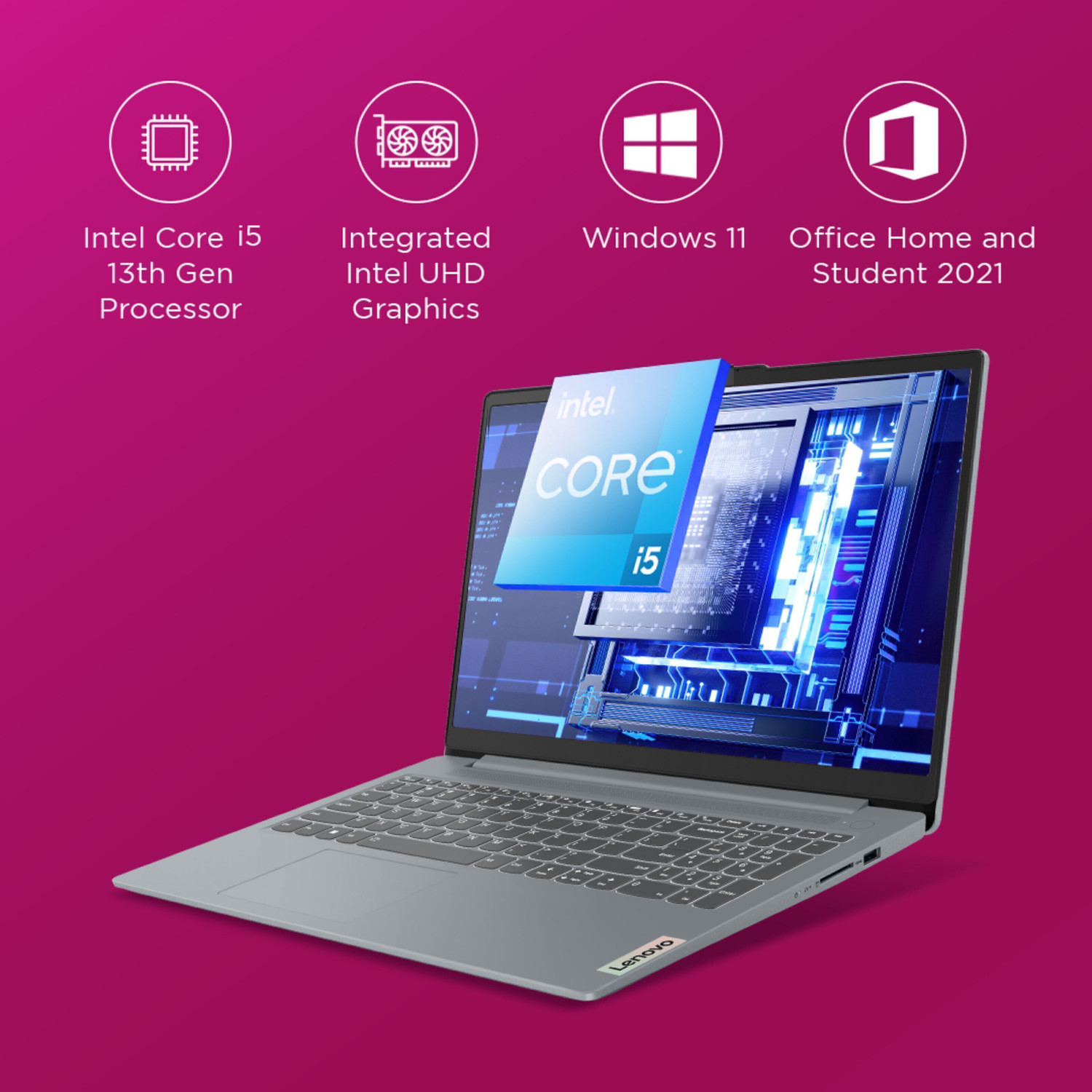 Image of Lenovo IdeaPad Slim 3 Intel Core i5 13th Gen 13420H - (16 GB /512 GB SSD /Windows 11 Home) 15IRH8 Thin and Light Laptop