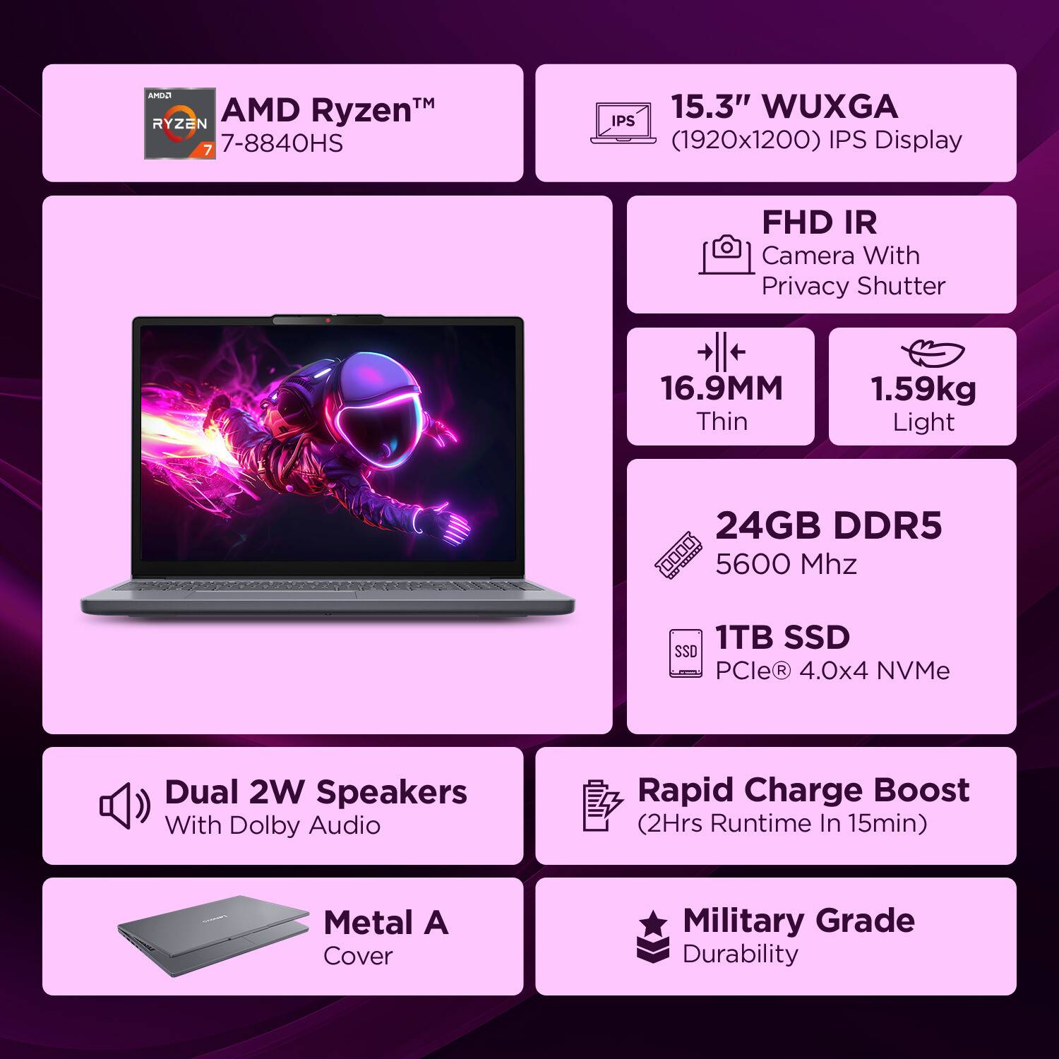 Lenovo IdeaPad Slim 3 15AHP10 AMD Ryzen 7 8840H 24GB 1TB SSD - Image 2
