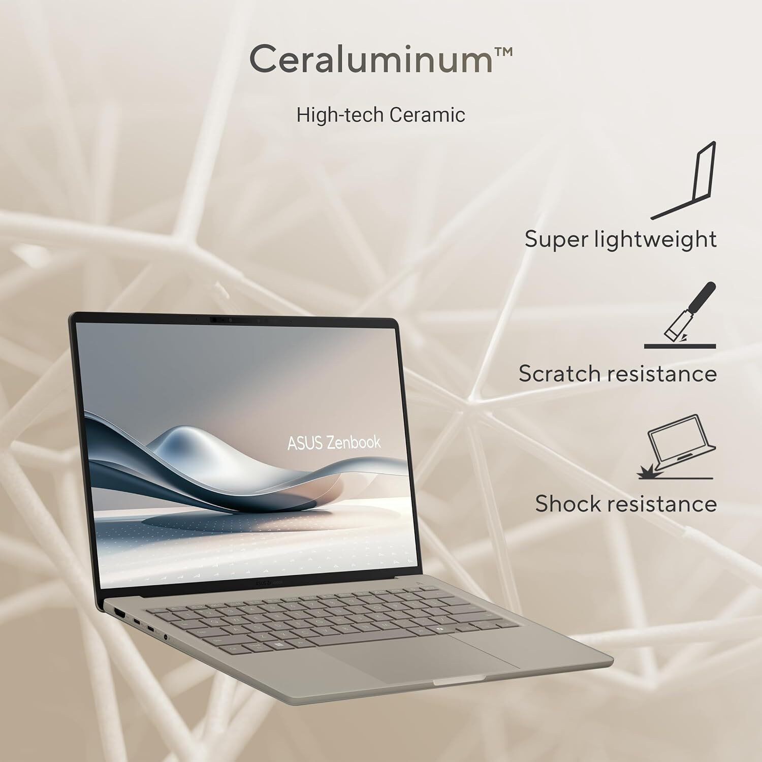 Image of ASUS Zenbook A14 OLED (2026), MSO 2024 + M365 Basic, Metal Body, Backlit Keyboard, Snapdragon X - (16 GB /512 GB SSD /Windows 11 Home) UX3407QA-QD258WS Thin and Light Laptop