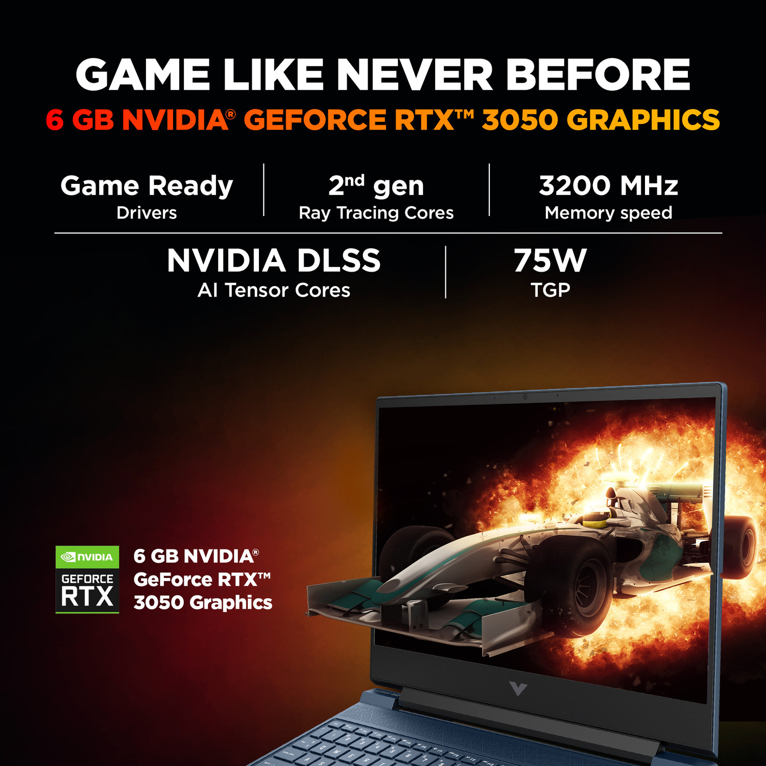 Image of HP Victus (i5 14th Gen) Intel Core 5 210 H - (24 GB /512 GB SSD /Windows 11 Home /6 GB Graphics /NVIDIA GeForce RTX 3050) 15-fa2556TX Gaming Laptop