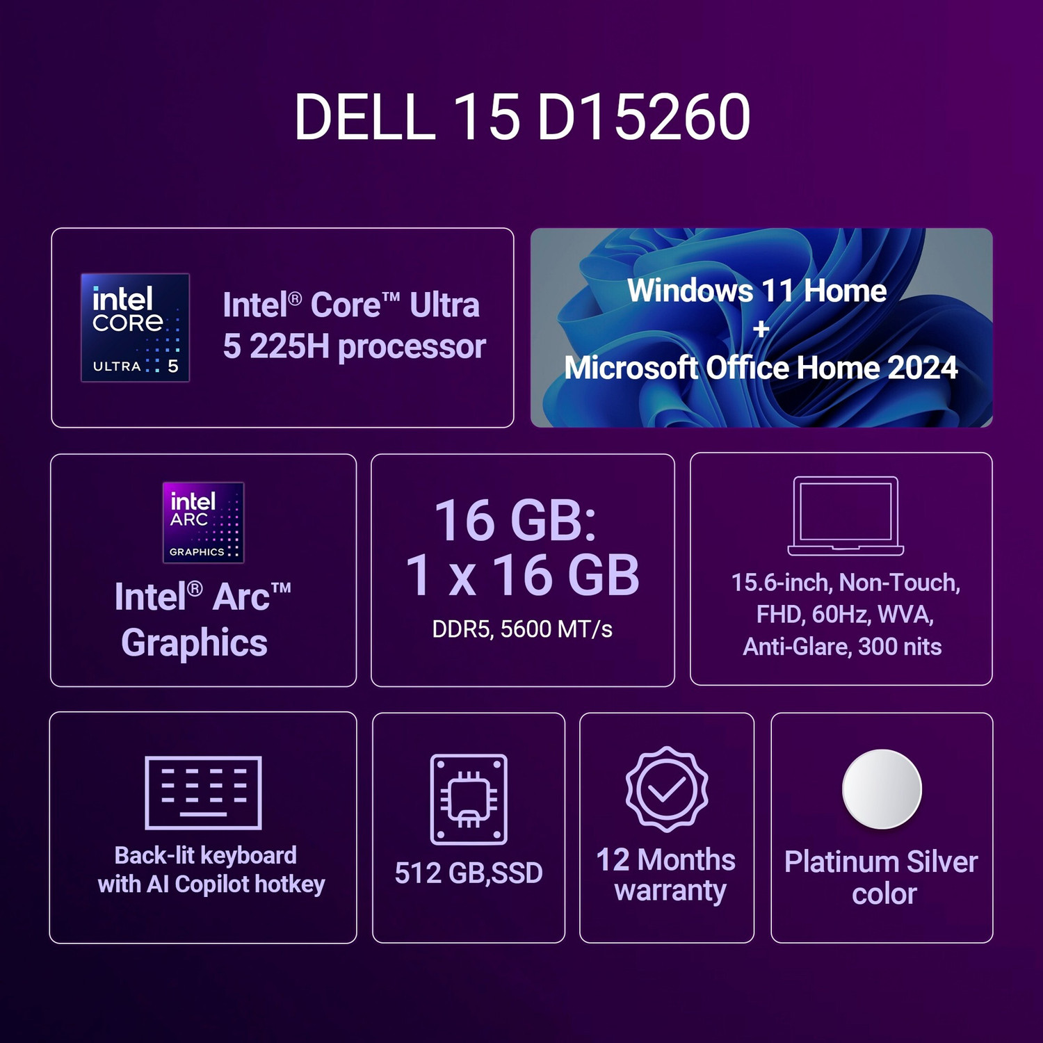 Image of DELL 15 (Previously Inspiron) AI Powered Intel Core Ultra 5 225H - (16 GB /512 GB SSD /Windows 11 Home) 15 Thin and Light Laptop