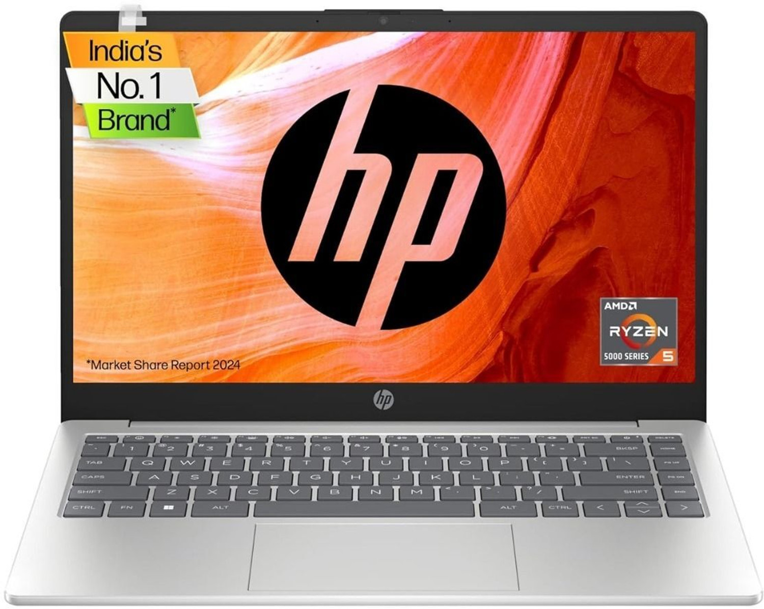 Image of HP AMD Ryzen 5 Quad Core - (8 GB /512 GB SSD /Windows 11 Home) 14-em0026AU Thin and Light Laptop