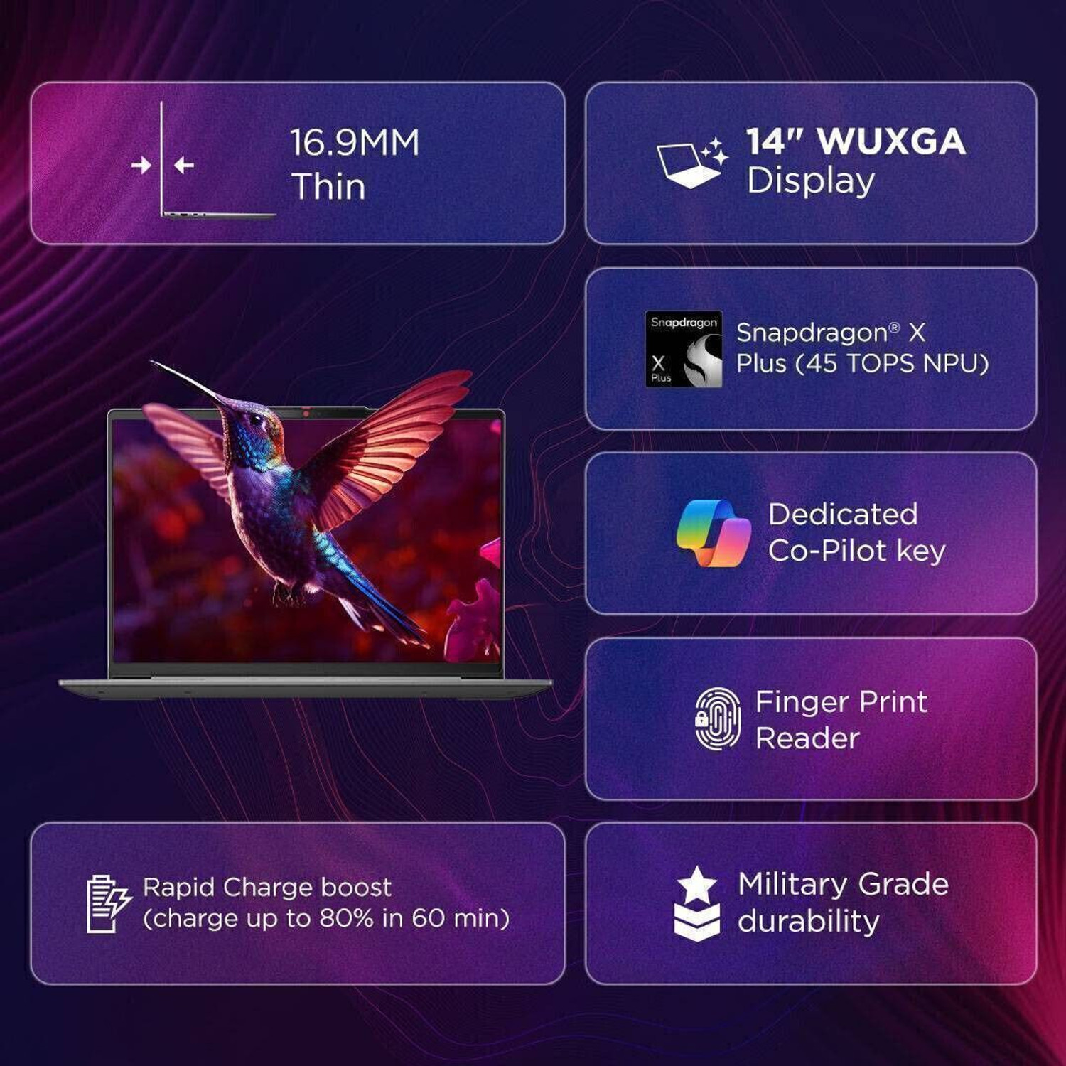 Image of Lenovo IdeaPad Slim 5 Co-Pilot Next Gen AI PC Full Metal with 1Yr ADP Snapdragon X Plus - (16 GB /1 TB SSD /Windows 11 Home) 14Q8X9 Thin and Light Laptop