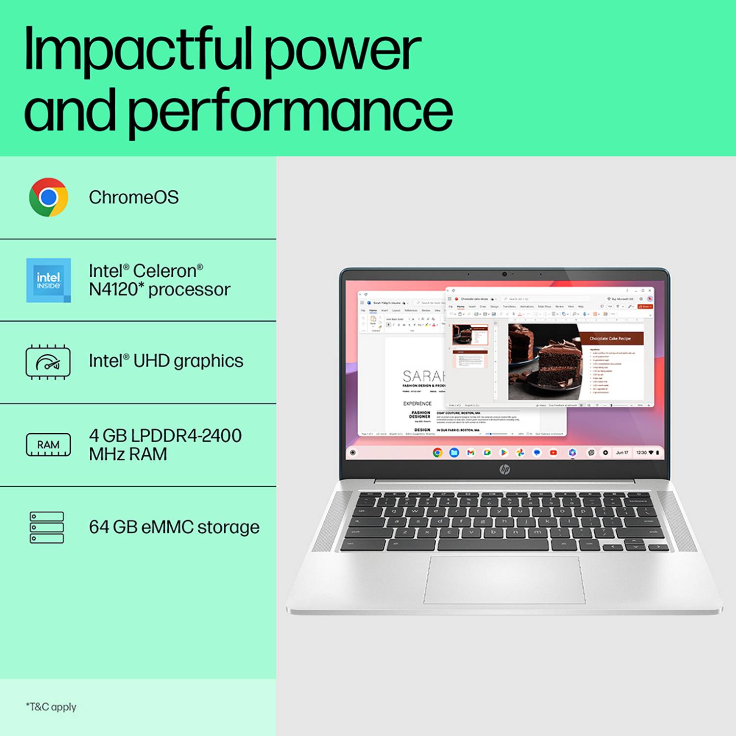 HP Chromebook Intel Celeron N4120 4GB 64GB Silver - Image 4