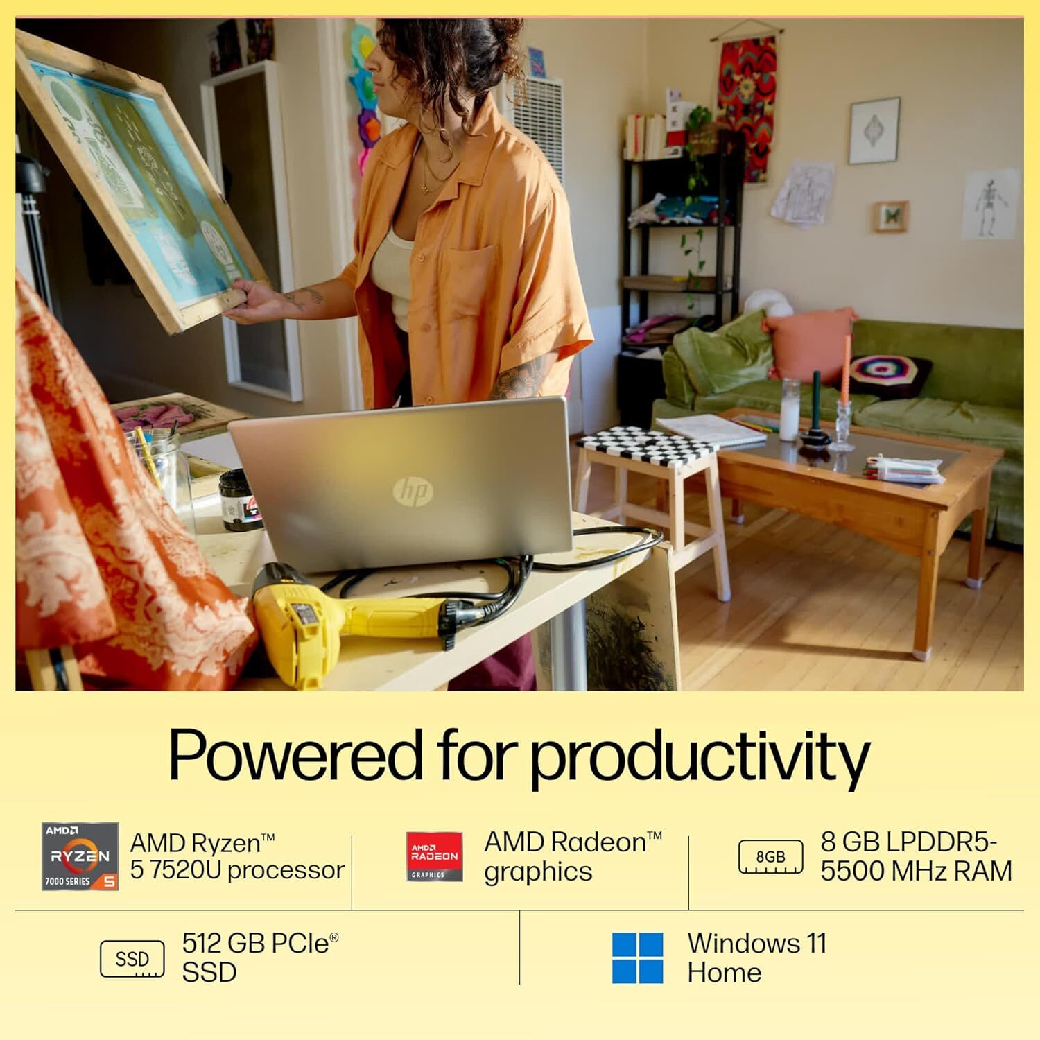 Image of HP AMD Ryzen 5 Quad Core 7520U - (8 GB /512 GB SSD /Windows 11 Home) 14-em0026AU Thin and Light Laptop
