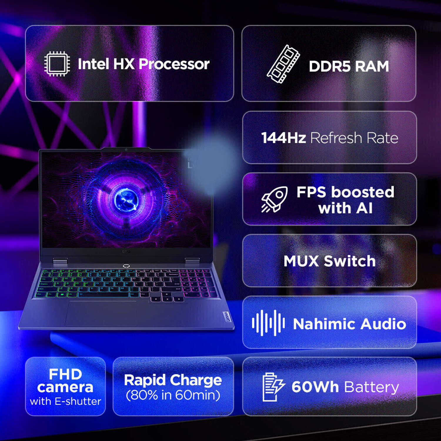 Image of Lenovo LOQ Intel Core i7 13th Gen 13650HX - (16 GB /512 GB SSD /Windows 11 Home /6 GB Graphics /NVIDIA GeForce RTX 4050) 15IRX9D2, 15IRX9 Gaming Laptop