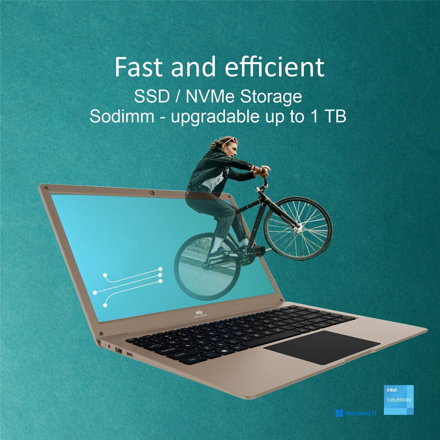 Image of walker Intel Celeron Dual Core N4020 - (4 GB /128 GB SSD /Windows 11 Home) NU14A1 Thin and Light Laptop