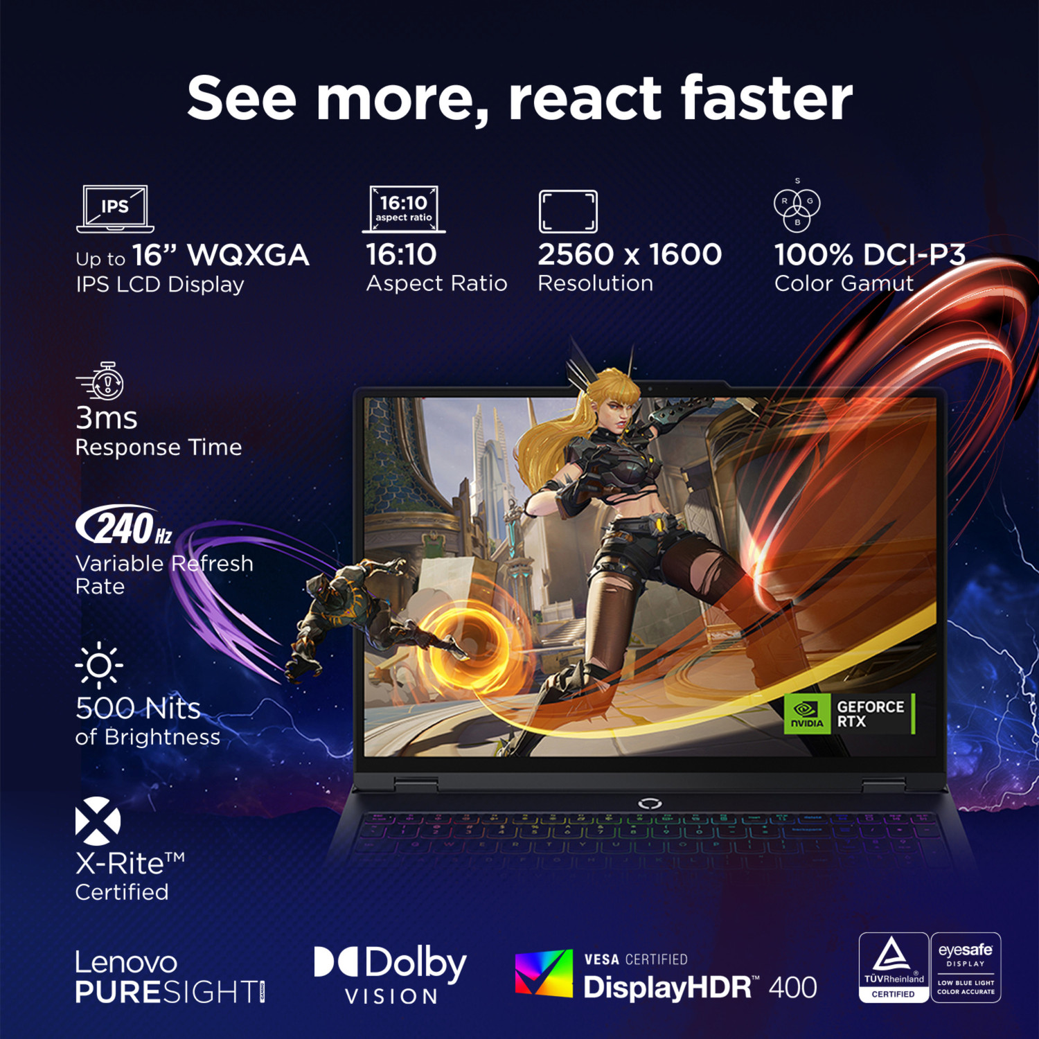 Image of Lenovo Legion Pro 5 WUXGA IPS Intel Core i9 14900HX - (32 GB /1 TB SSD /Windows 11 Home /8 GB Graphics /NVIDIA GeForce RTX 5070) Legion Pro 5 16IRX10 Gaming Laptop