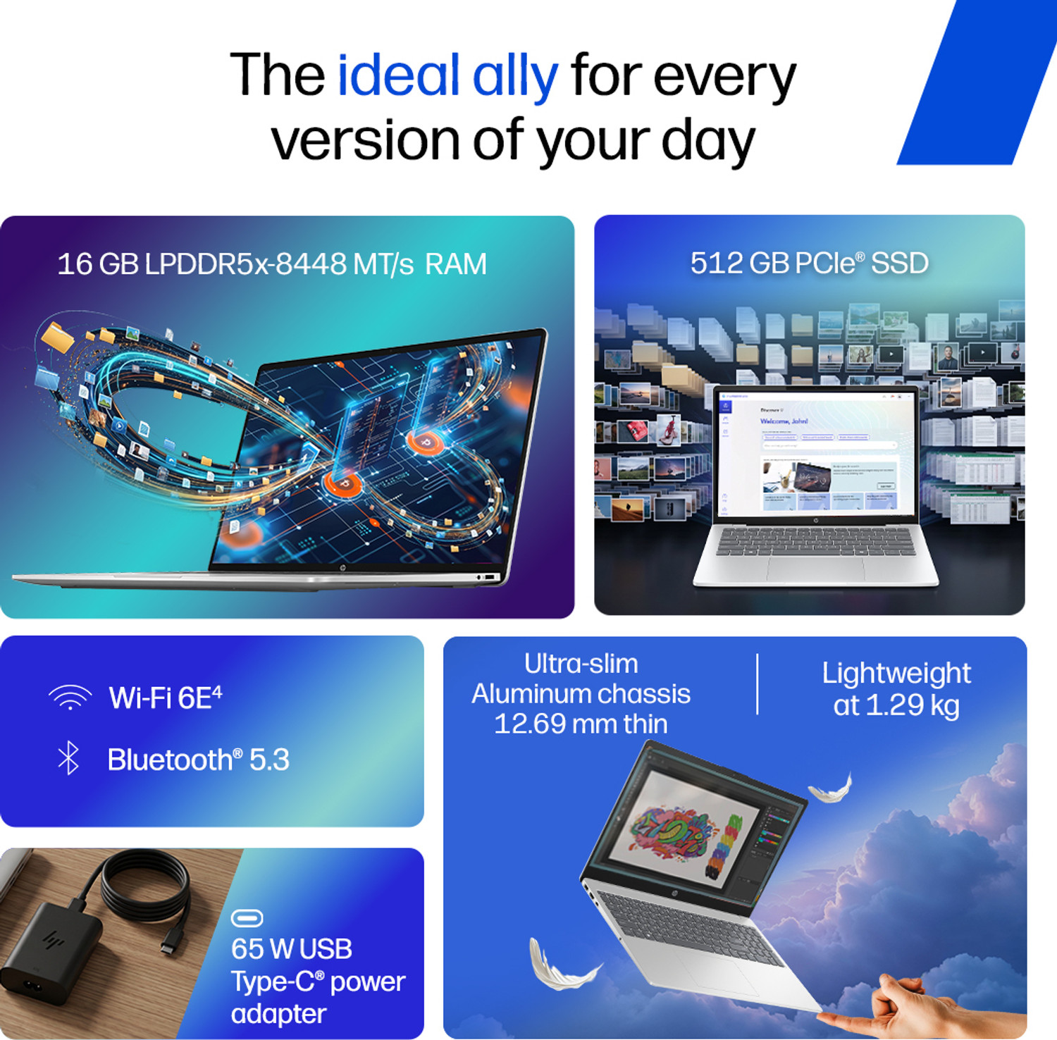 Image of HP Omnibook 5 2K OLED Snapdragon X - (16 GB /512 GB SSD /Windows 11 Home) Omnibook 5 14-he0014QU Thin and Light Laptop