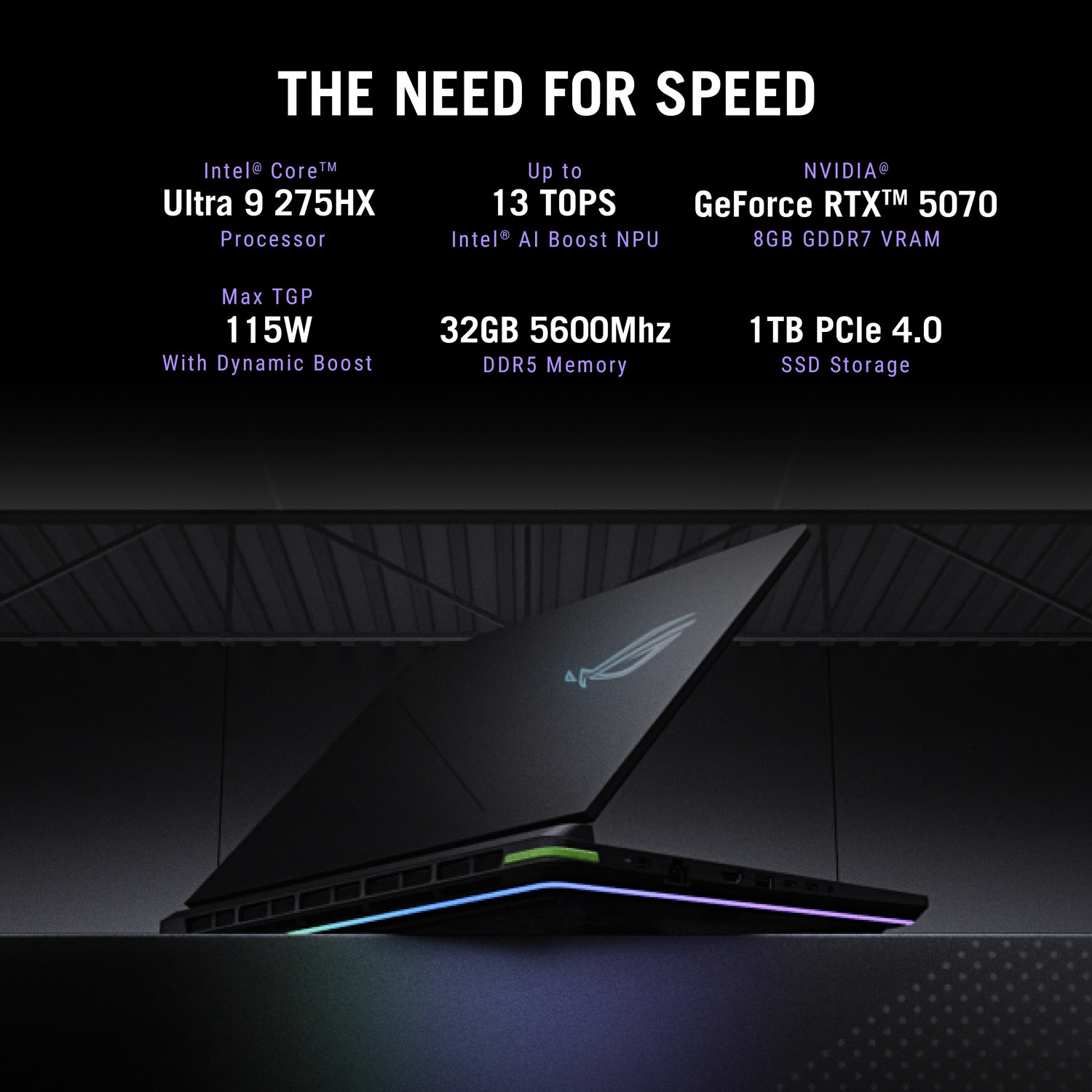 Image of ASUS ROG Strix G16 (2025) AI PC with Office 2024 + M365 Basic* Intel Core Ultra 9 275HX - (32 GB /1 TB SSD /Windows 11 Home /12 GB Graphics /NVIDIA GeForce RTX 5070 Ti /240 Hz /140 W) G615LR-S5190WS Gaming Laptop