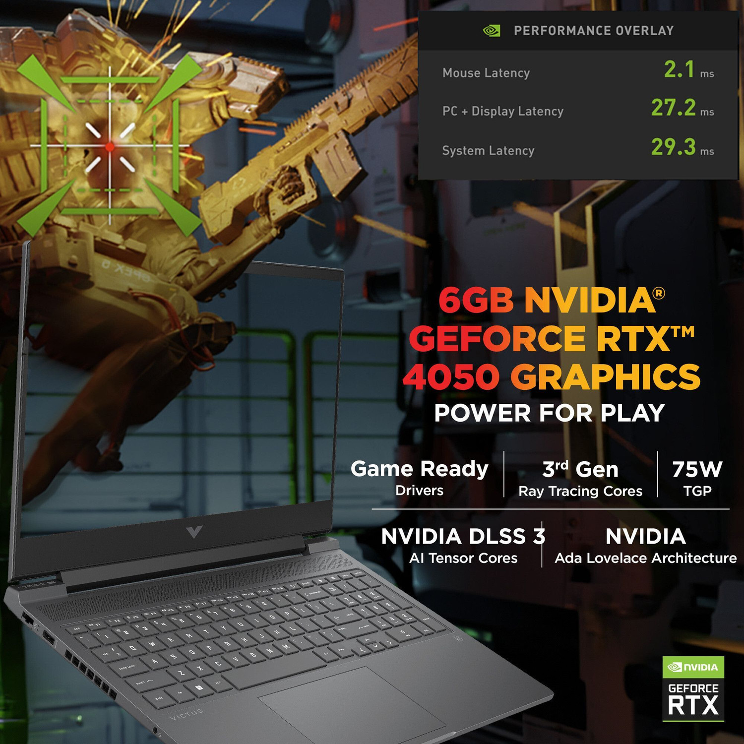 Image of HP Victus Intel Core i5 14th Gen 14450HX - (24 GB /512 GB SSD /Windows 11 Home /6 GB Graphics /NVIDIA GeForce RTX 4050) 15-fa2382TX Gaming Laptop