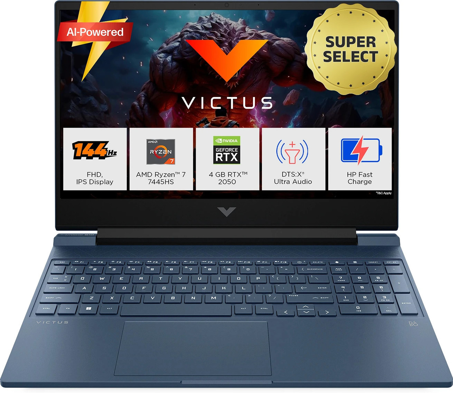 Image of HP Victus AMD Ryzen 7 Hexa Core 7445HS - (16 GB /512 GB SSD /Windows 11 Home /4 GB Graphics /NVIDIA GeForce RTX 2050) 15-fb3122AX Gaming Laptop