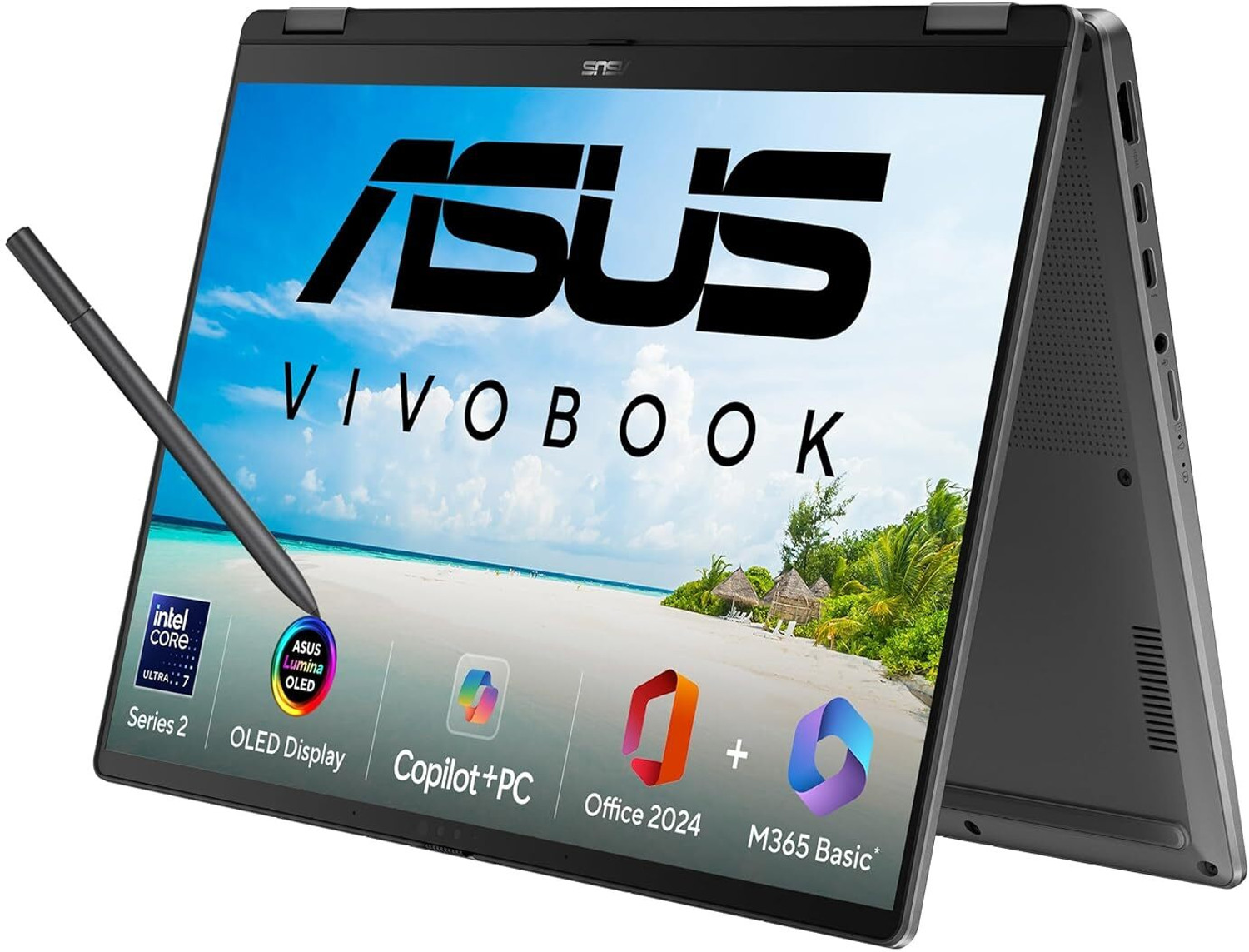 Image of ASUS Vivobook 14 Flip OLED (2026) with Touch Screen, Metallic Design, Intel Core Ultra 7 256V - (16 GB /512 GB SSD /Windows 11 Home) TP3407SA-SG184WS 2 in 1 Laptop