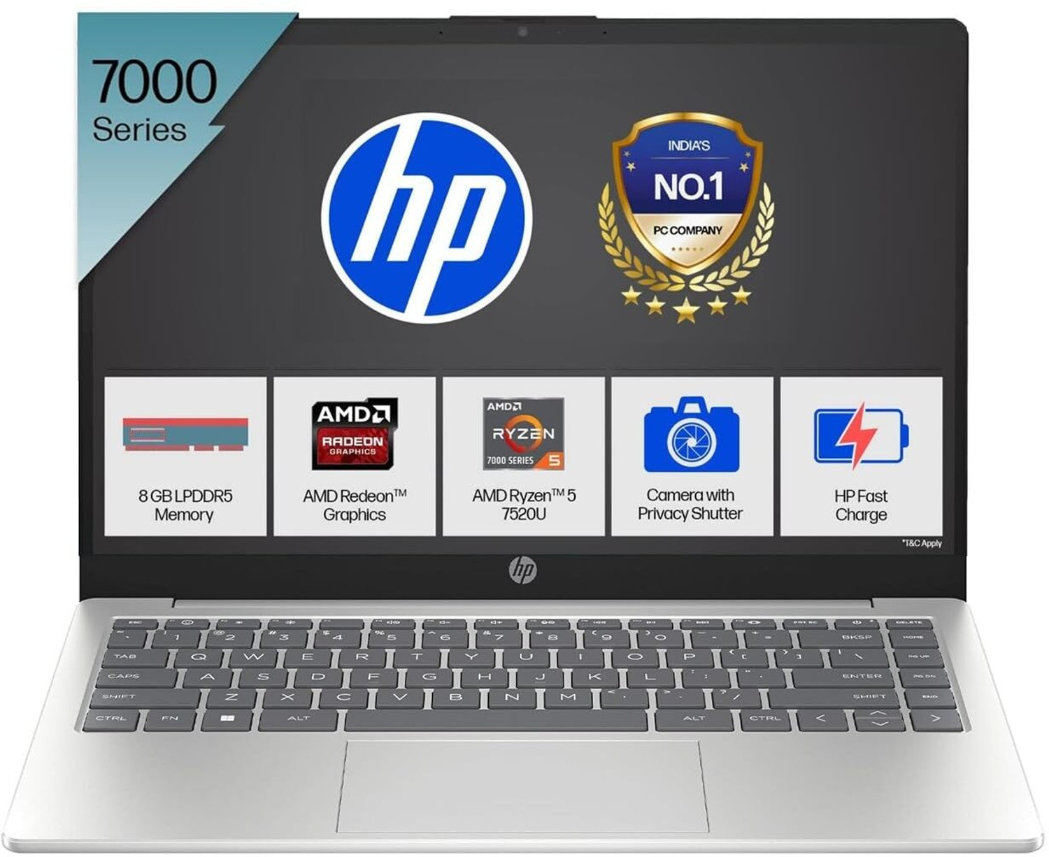 Image of HP AMD Ryzen 5 Quad Core 7520U - (8 GB /512 GB SSD /Windows 11 Home) 14-em0026AU Thin and Light Laptop