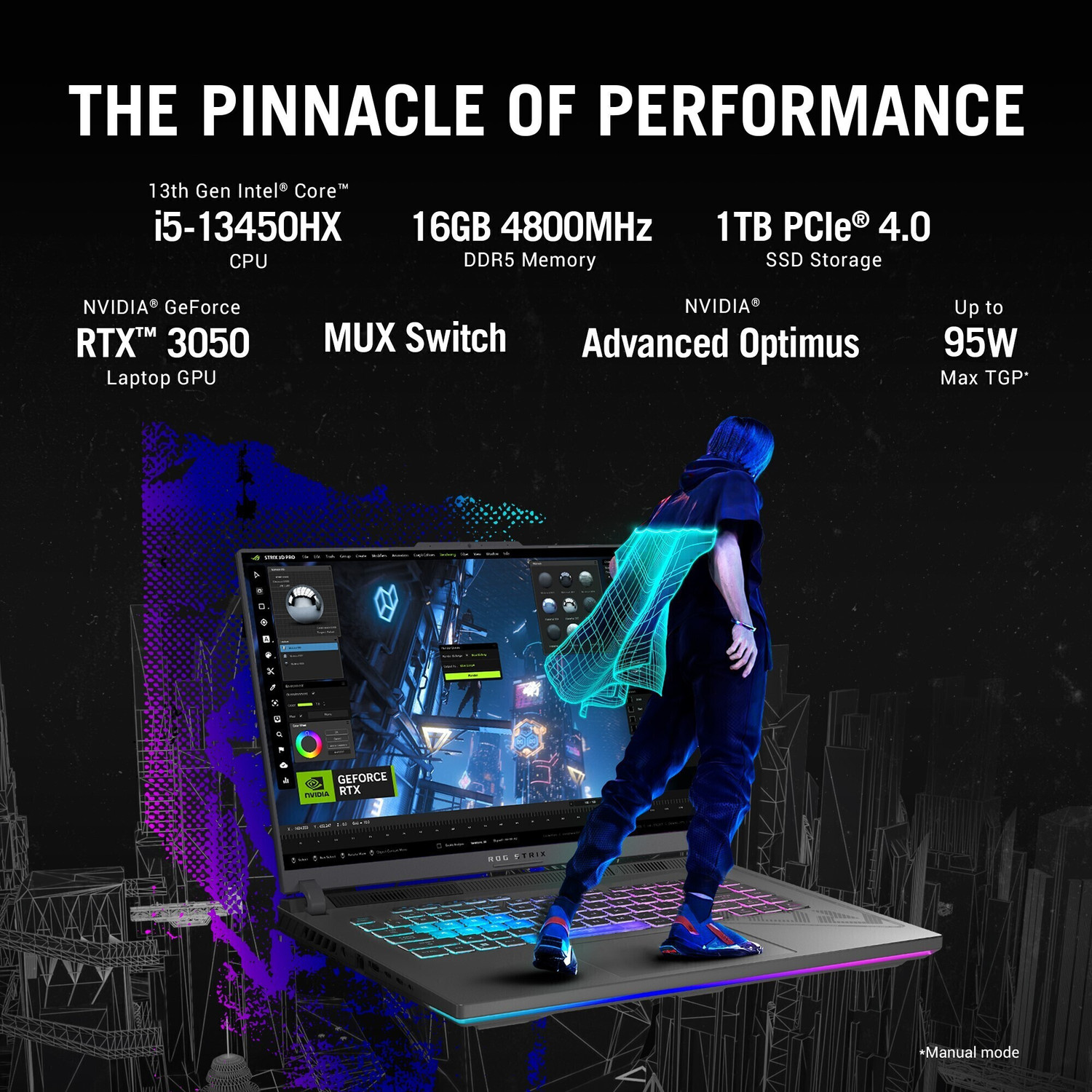 Image of ASUS ROG Strix G16 Intel Core i5 13th Gen 13450HX - (16 GB /1 TB SSD /Windows 11 Home /6 GB Graphics /NVIDIA GeForce RTX 3050) G614JJ-N3088WS Gaming Laptop