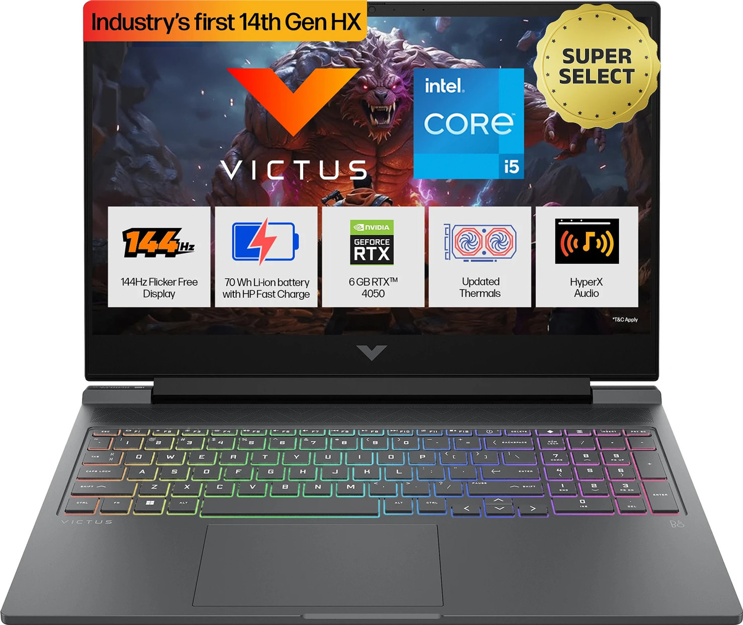 Image of HP Victus Intel Core i5 14th Gen 14450HX - (24 GB /512 GB SSD /Windows 11 Home /6 GB Graphics /NVIDIA GeForce RTX 4050) 15-fa2382TX Gaming Laptop