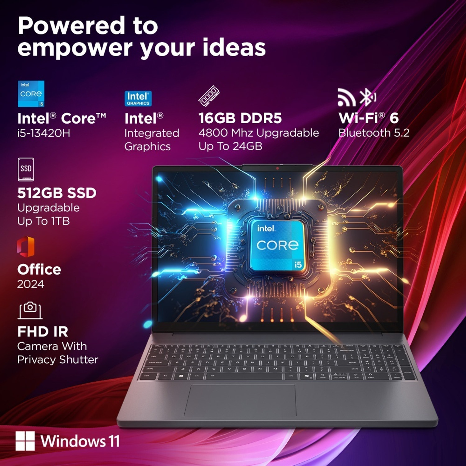 Image of Lenovo IdeaPad Slim 3 Intel Core i5 13th Gen 13420H - (16 GB /512 GB SSD /Windows 11 Home) IdeaPad Slim 3 15IRH10 Thin and Light Laptop