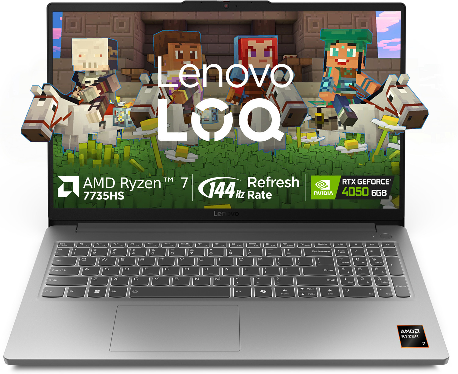 Image of Lenovo LOQ Essential AMD Ryzen 7 Octa Core 7735HS - (16 GB /512 GB SSD /Windows 11 Home /6 GB Graphics /NVIDIA GeForce RTX 4050) LOQ 15ARP10E Gaming Laptop